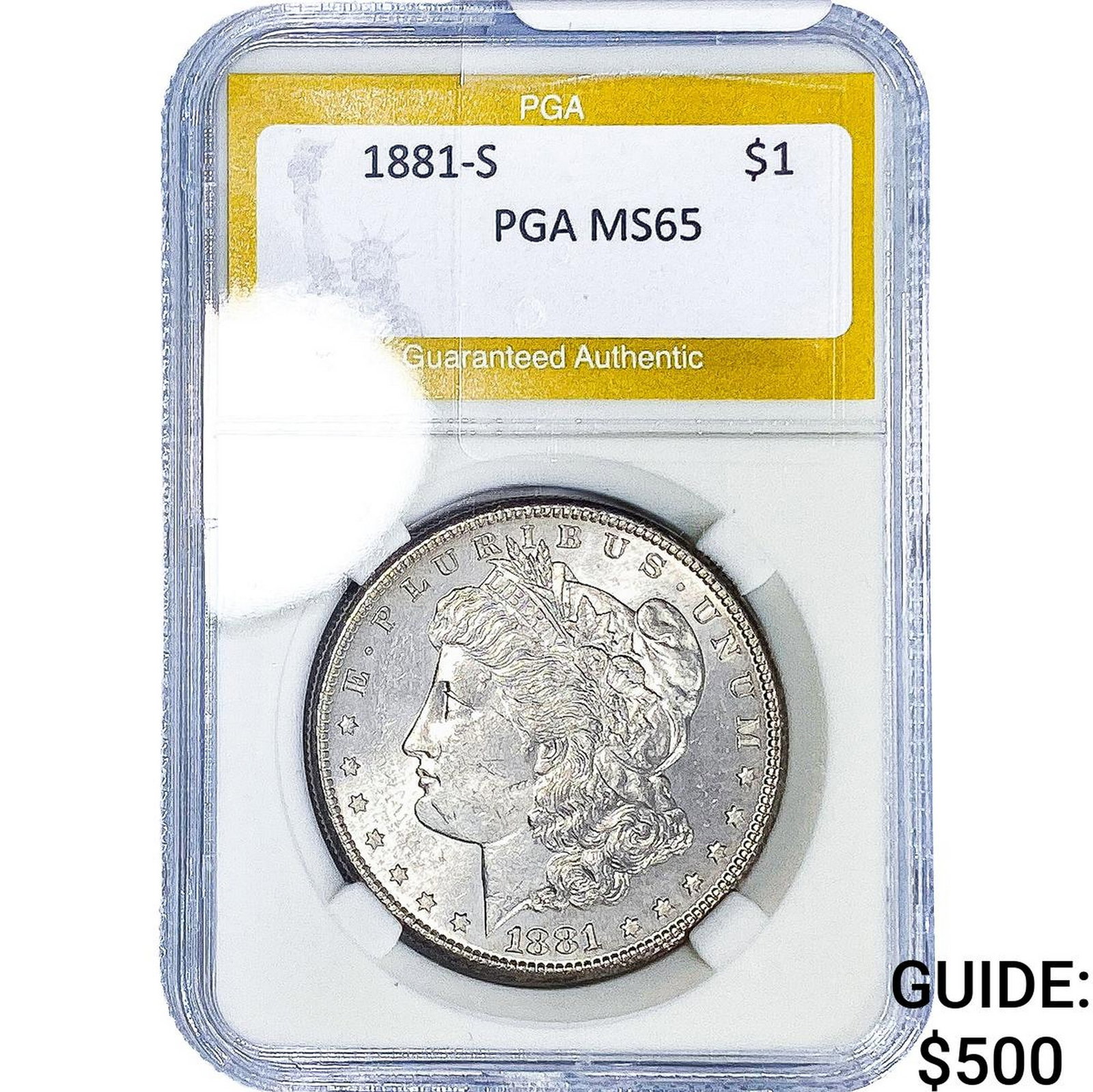 1881-S Morgan Silver Dollar PGA MS65: 1881-S Morgan Silver Dollar PGA MS65