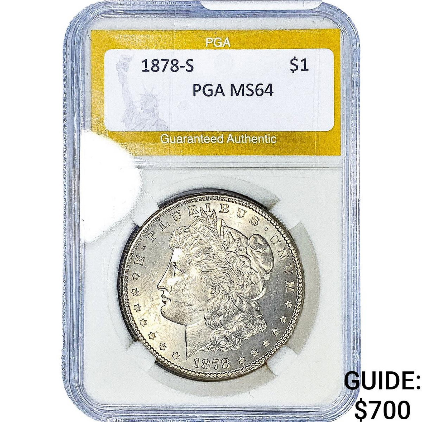 1878-S Morgan Silver Dollar PGA MS64: 1878-S Morgan Silver Dollar PGA MS64