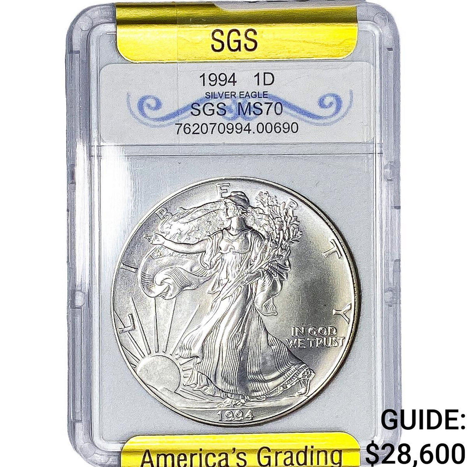 1994 Silver Eagle SGS MS70 (1 of 2)