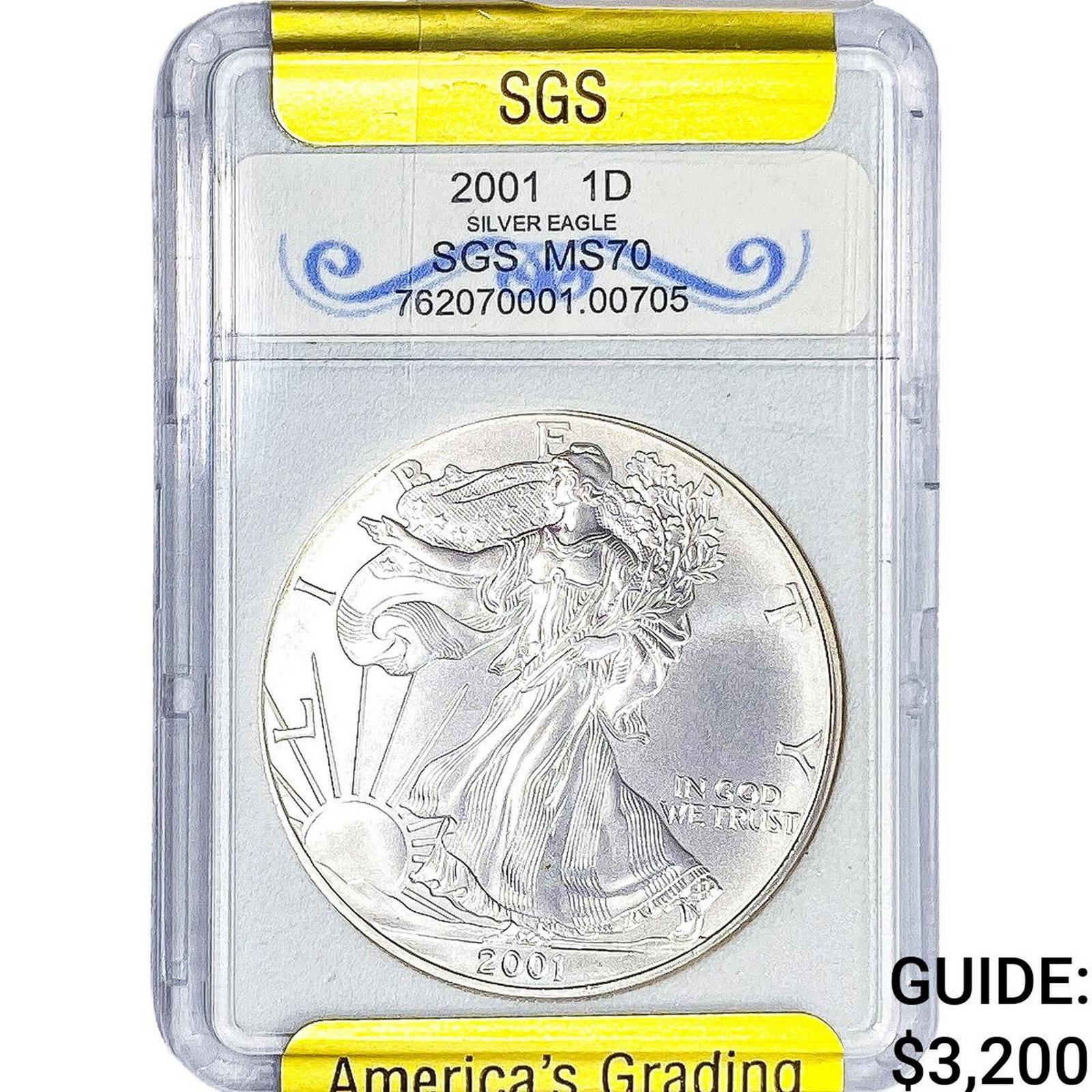 2001 Silver Eagle SGS MS70 (1 of 2)