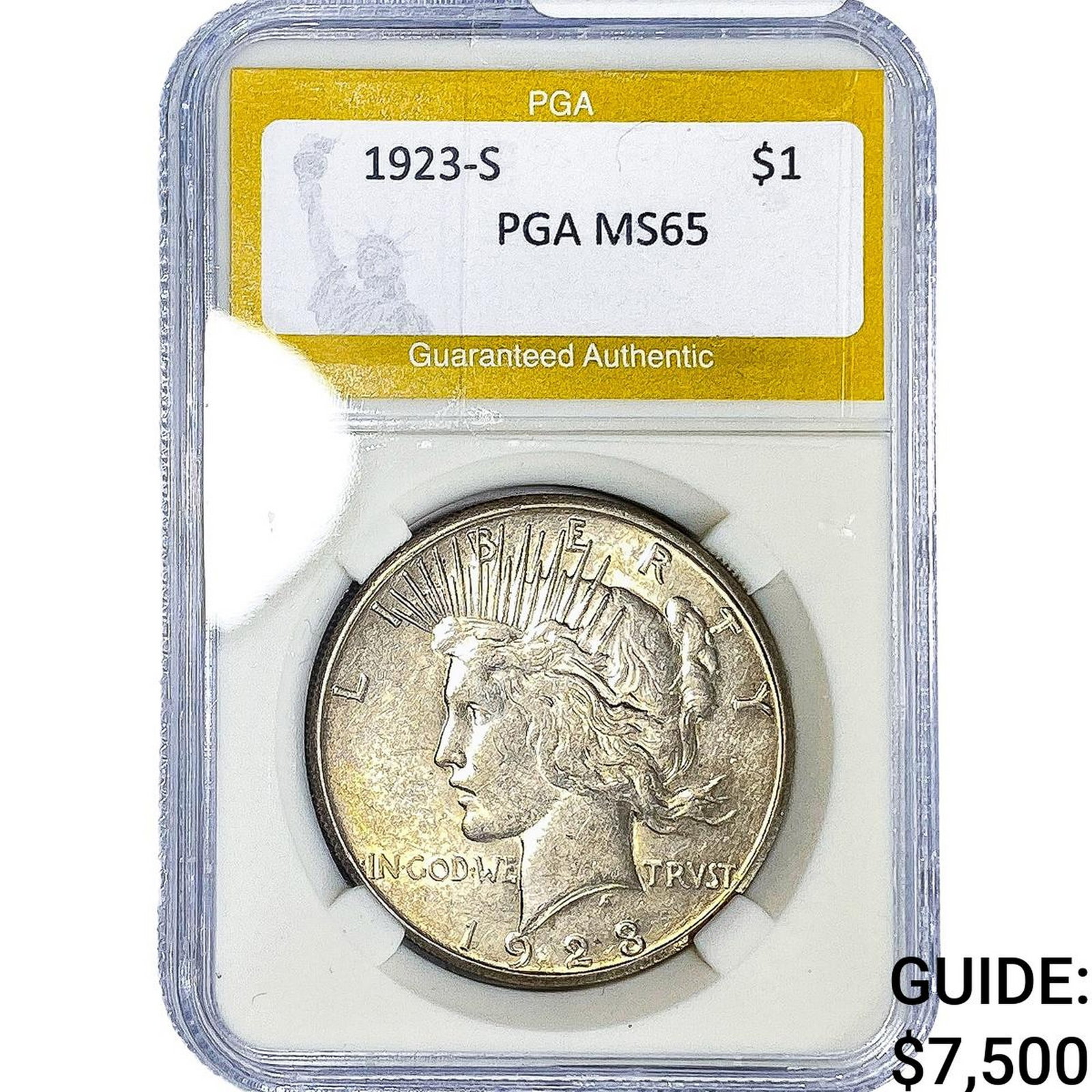 1923-S Silver Peace Dollar PGA MS65: 1923-S Silver Peace Dollar PGA MS65