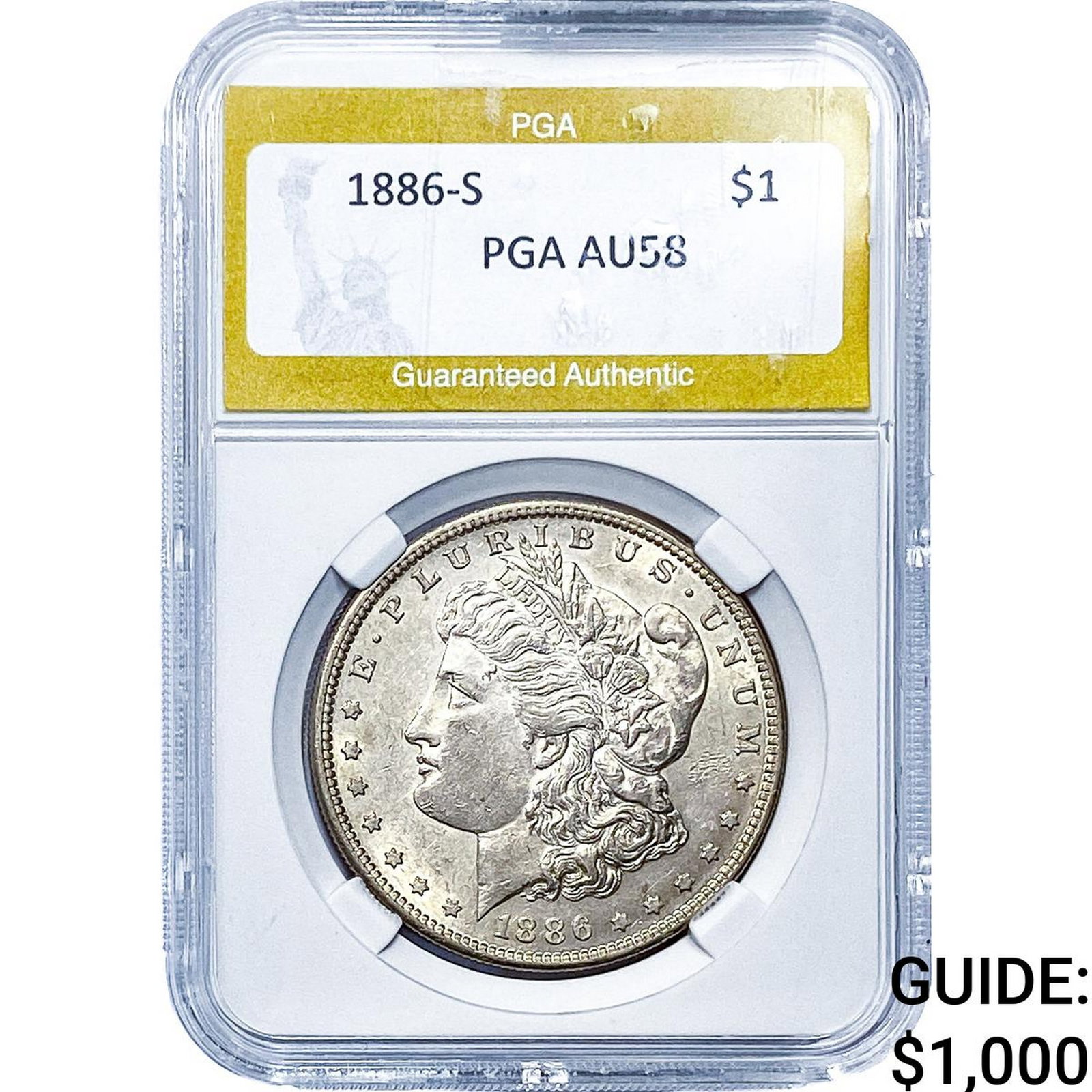 1886-S Morgan Silver Dollar PGA AU58: 1886-S Morgan Silver Dollar PGA AU58