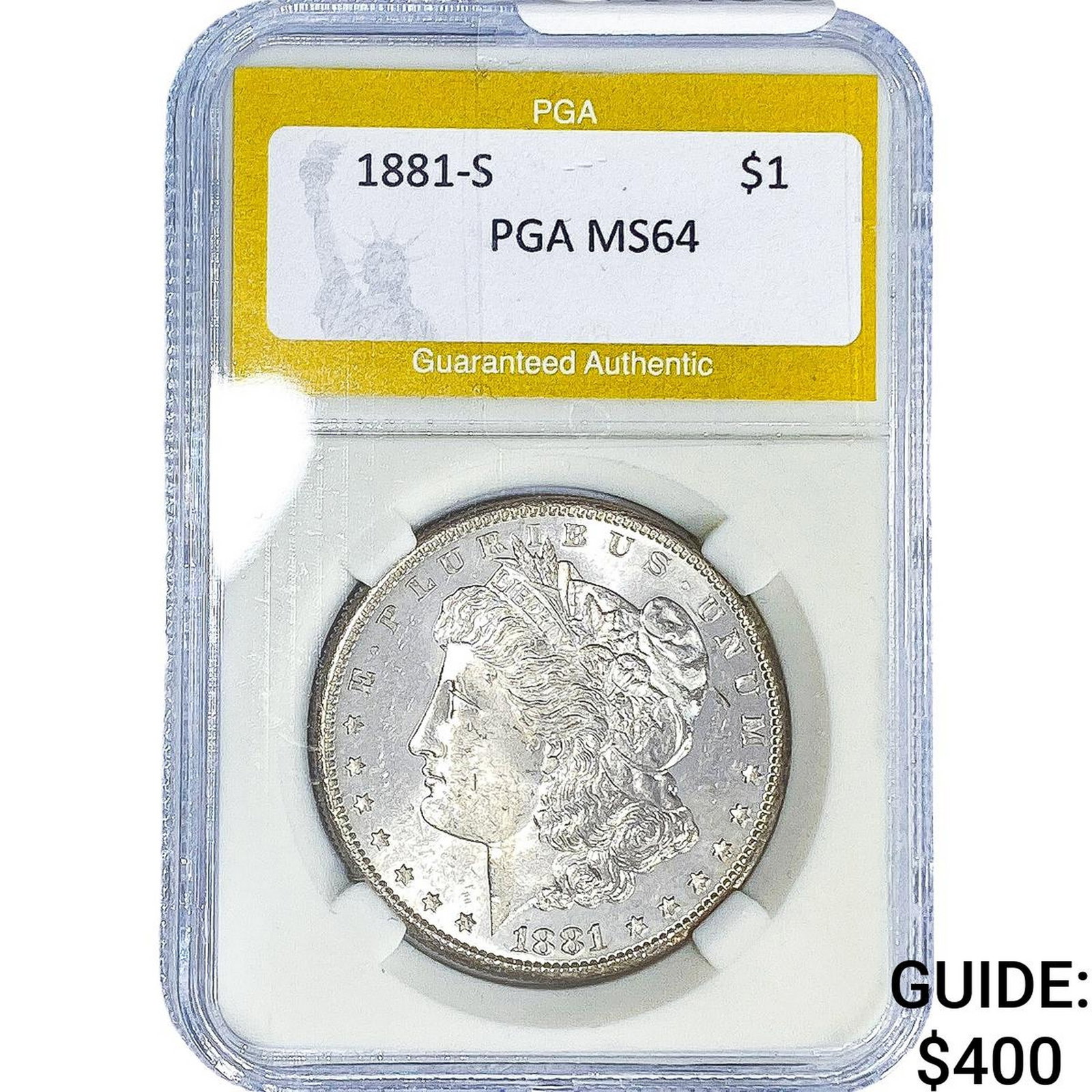 1881-S Morgan Silver Dollar PGA MS64: 1881-S Morgan Silver Dollar PGA MS64