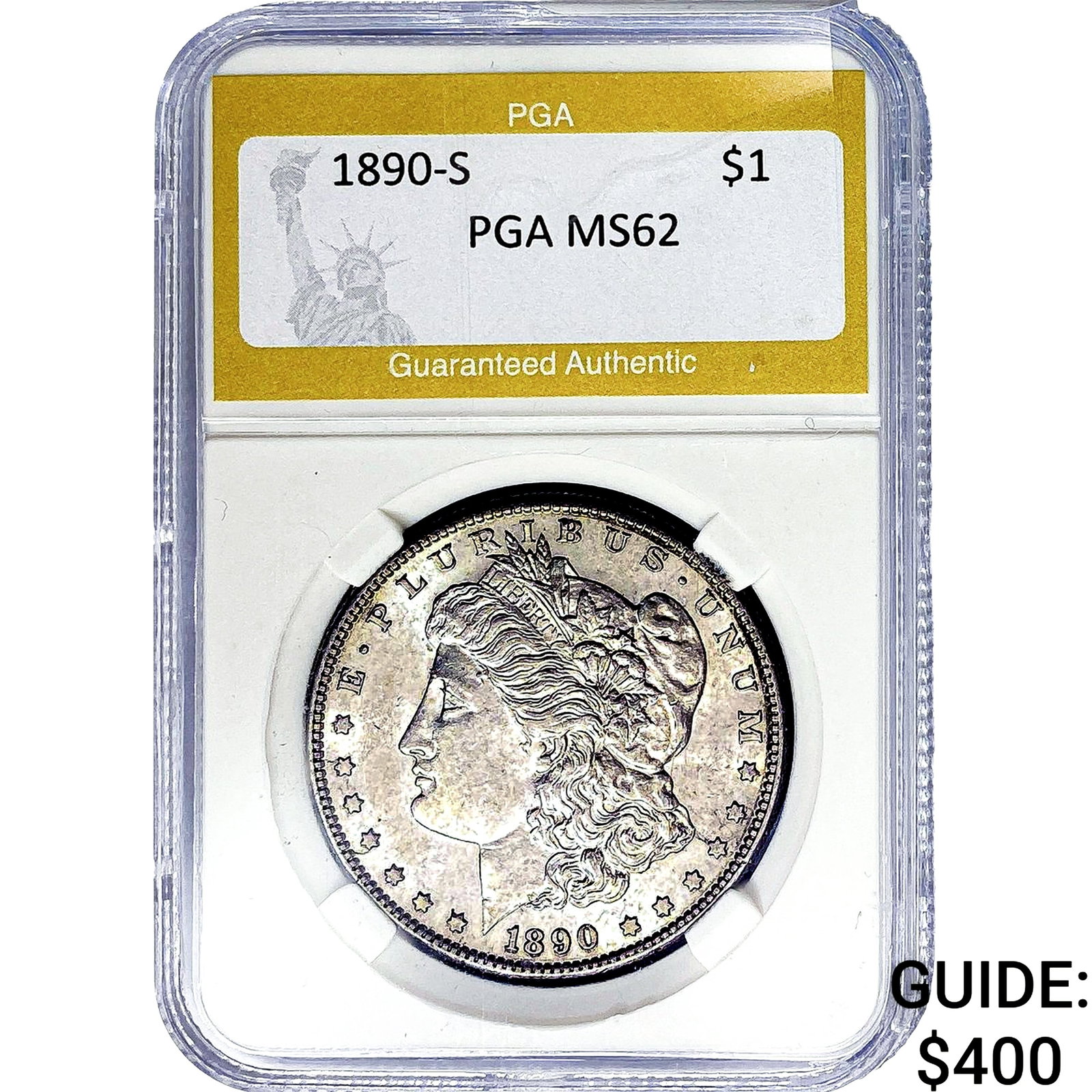 1890-S Morgan Silver Dollar PGA MS62: 1890-S Morgan Silver Dollar PGA MS62