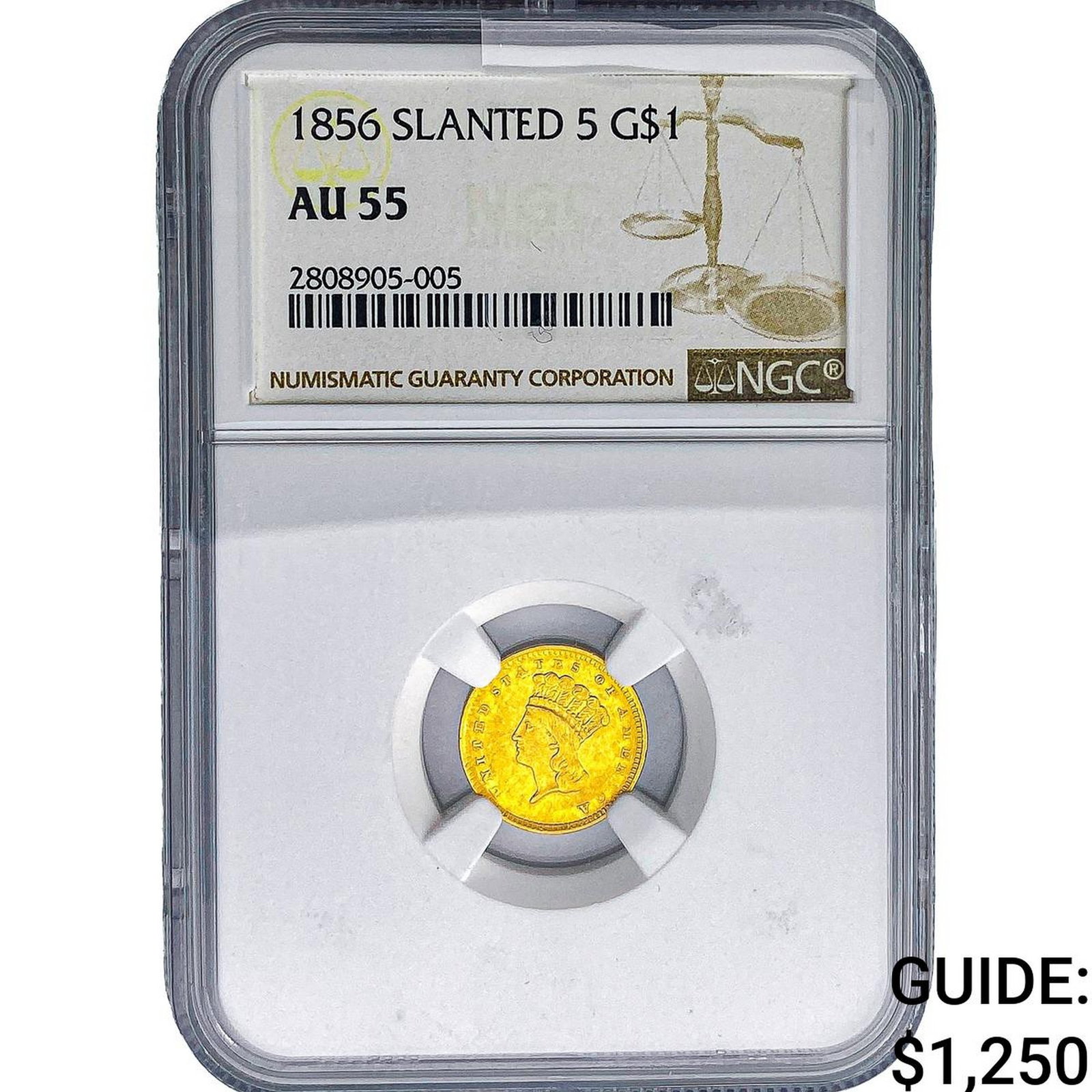 1856 Rare Gold Dollar NGC AU55: 1856 Rare Gold Dollar NGC AU55
