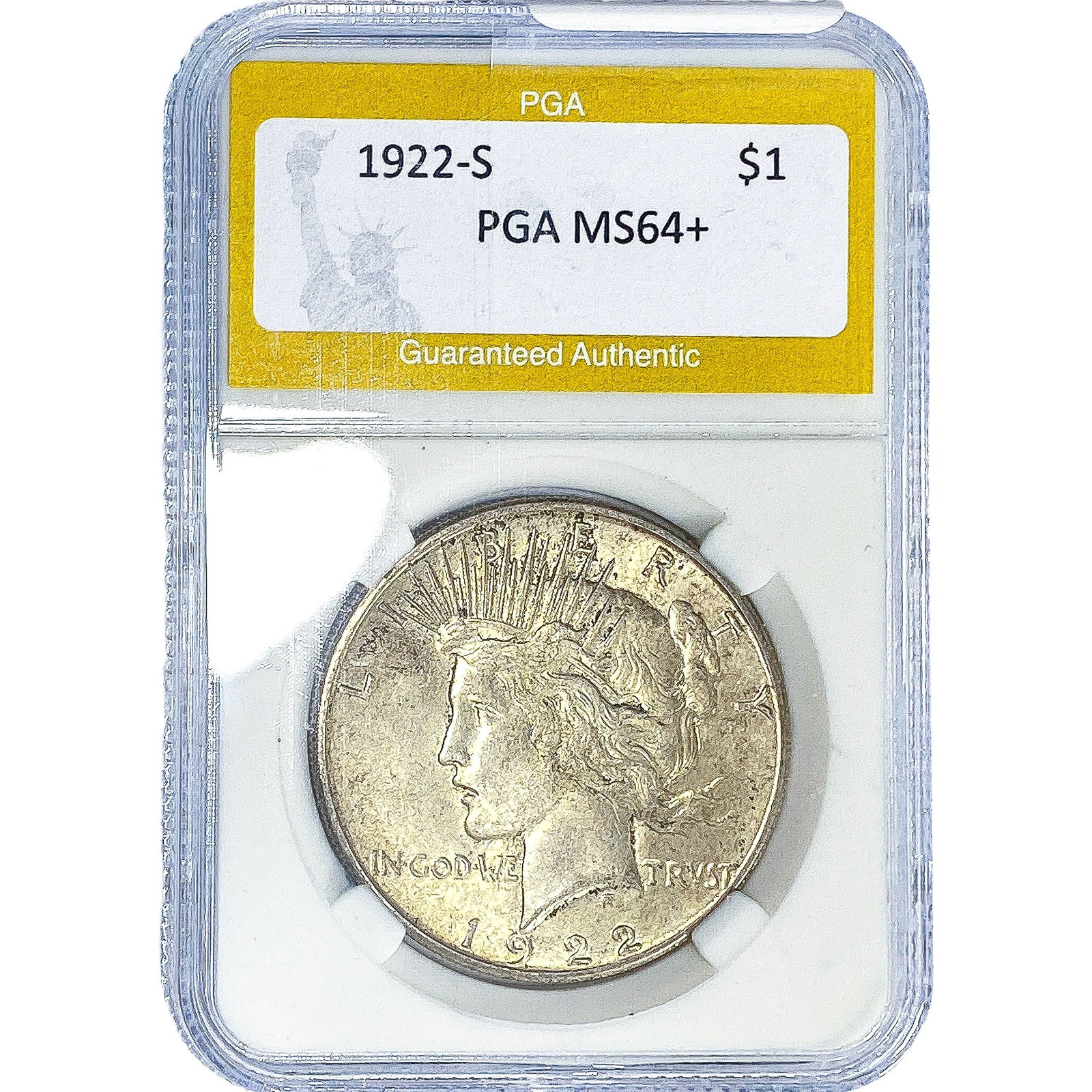 1922-S Silver Peace Dollar PGA MS64+: 1922-S Silver Peace Dollar PGA MS64+