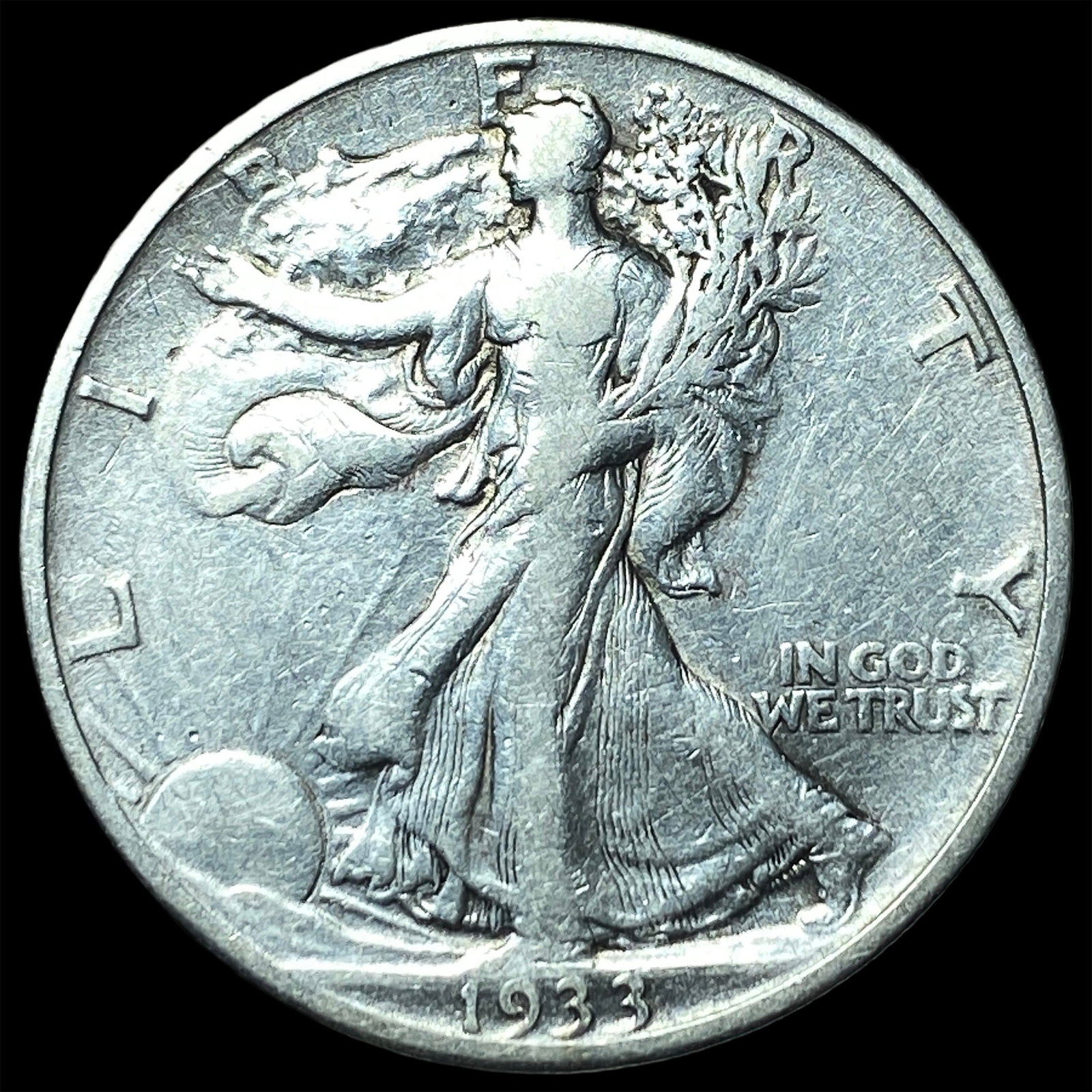 1933-S Silver Walking Liberty Half Dollar NEARLY UNCIRCULATED: 1933-S Silver Walking Liberty Half Dollar NEARLY UNCIRCULATED