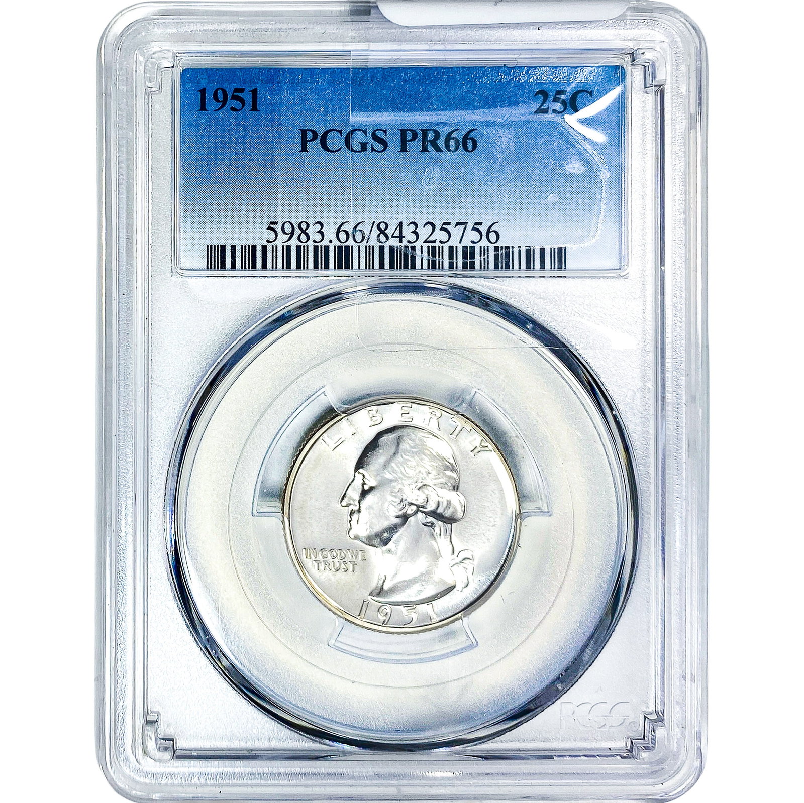 1951 Washington Silver Quarter PCGS PR66: 1951 Washington Silver Quarter PCGS PR66