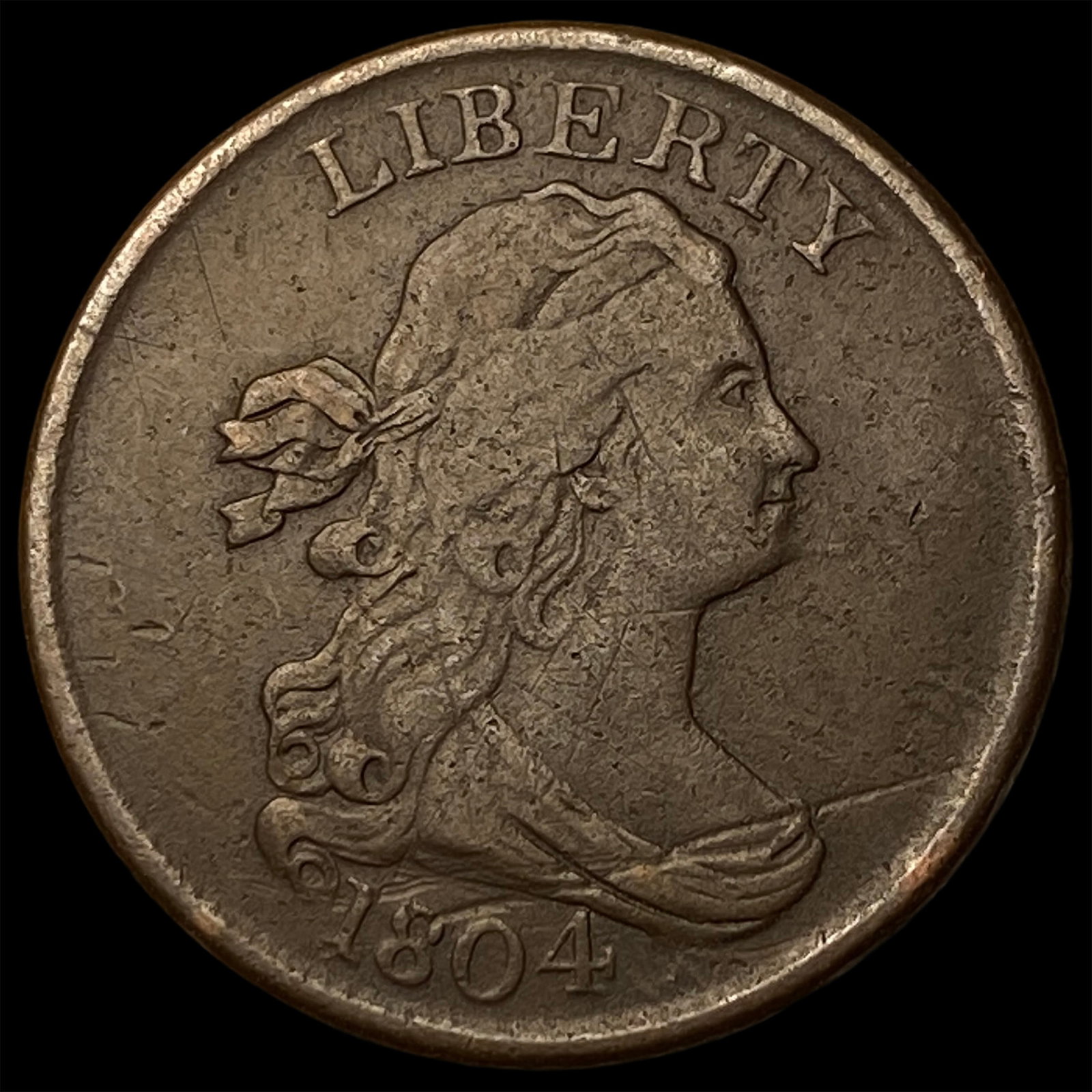 1804 Draped Bust Half Cent LIGHTLY CIRCULATED: 1804 Draped Bust Half Cent LIGHTLY CIRCULATED