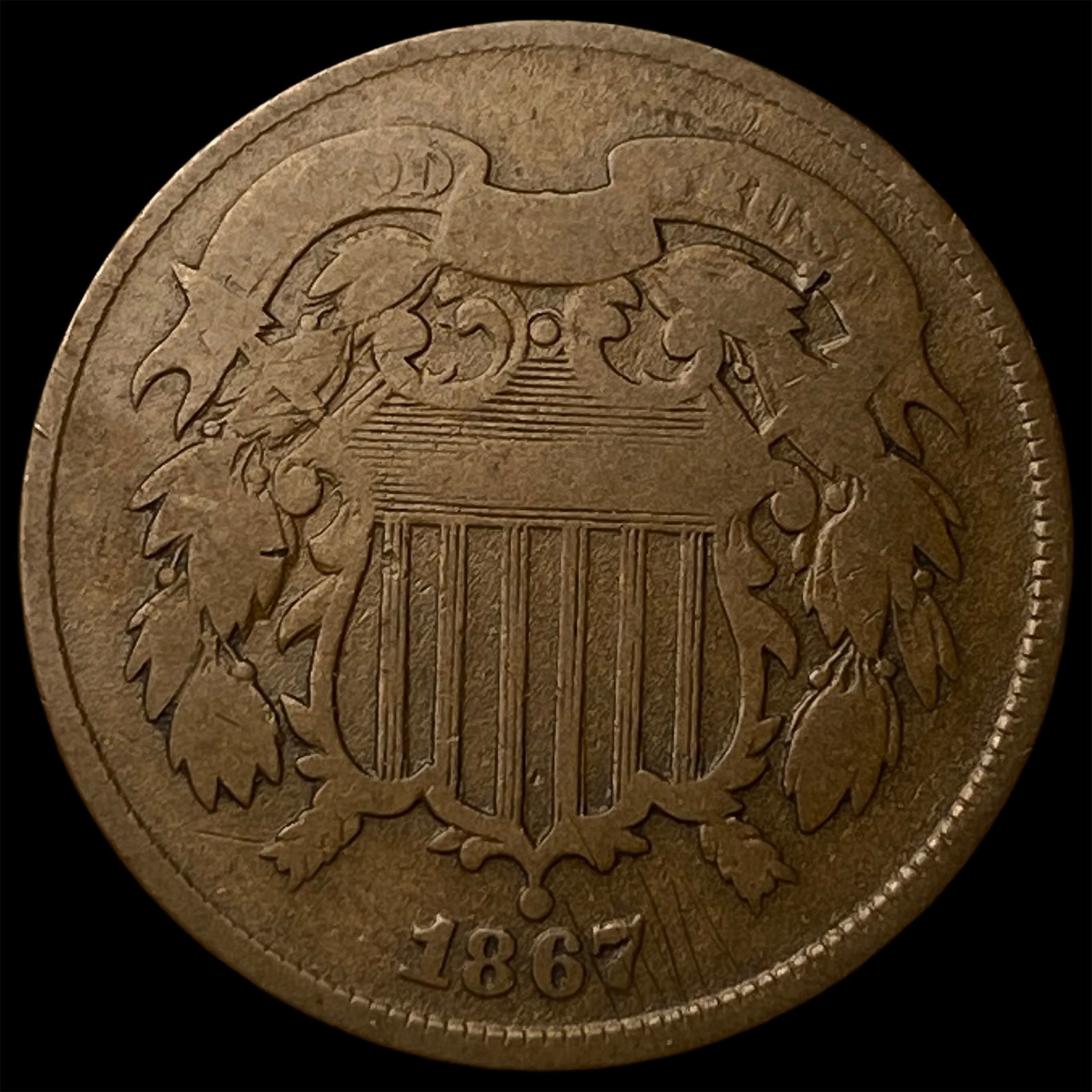 1867 Shield Two Cents NICELY CIRCULATED (1 of 2)