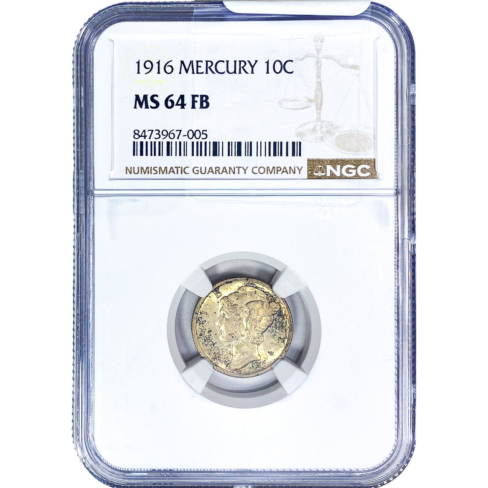 1916 Mercury Silver Dime NGC MS64 FB: 1916 Mercury Silver Dime NGC MS64 FB