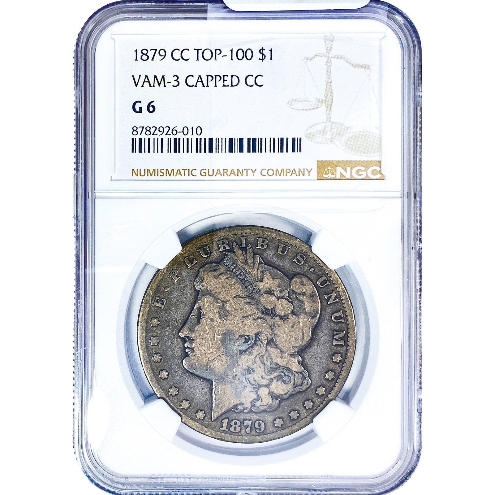 1879-CC Morgan Silver Dollar NGC G6 VAM3 Capped CC: 1879-CC Morgan Silver Dollar NGC G6 VAM3 Capped CC