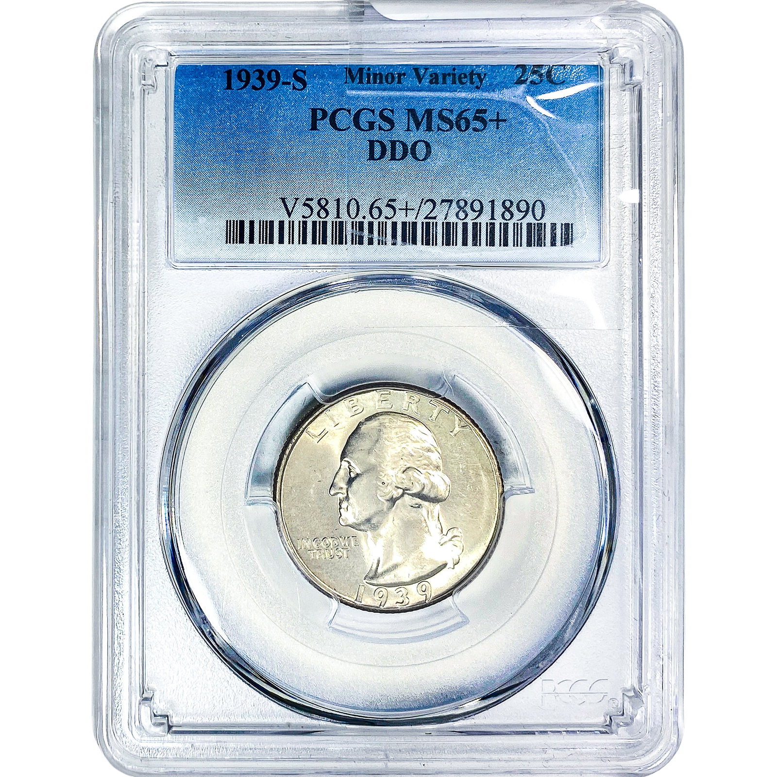 1939-S Washington Silver Quarter PCGS MS65+: 1939-S Washington Silver Quarter PCGS MS65+