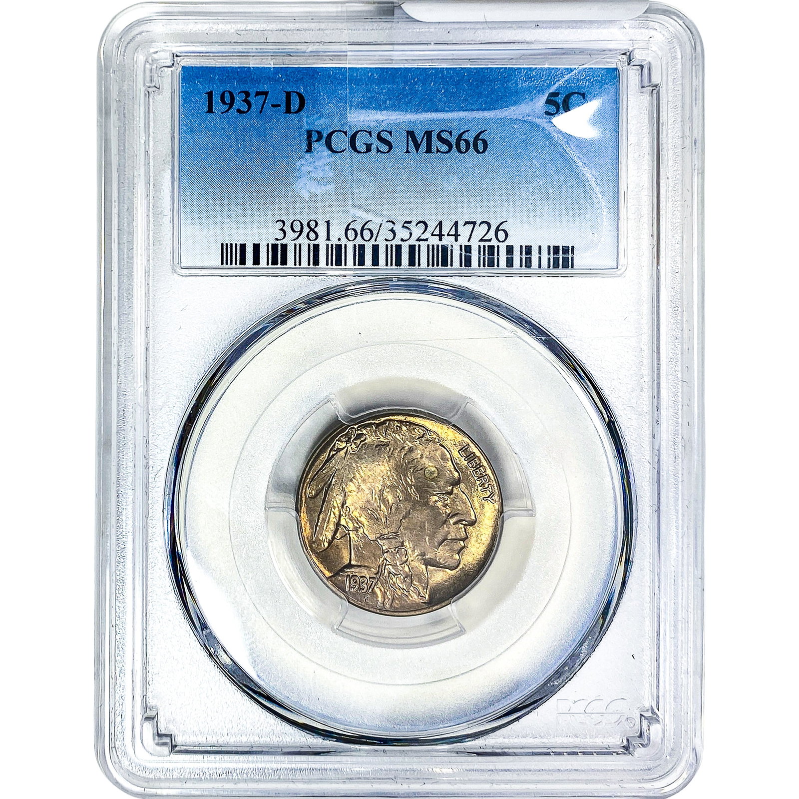 1937-D Buffalo Nickel PCGS MS66: 1937-D Buffalo Nickel PCGS MS66