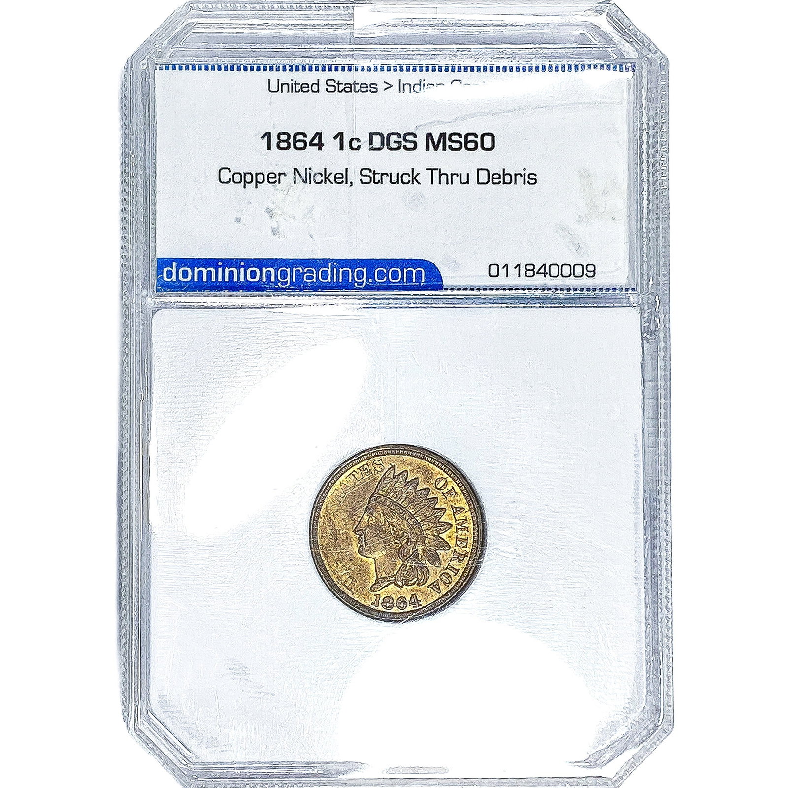 1864 Indian Head Cent DGS MS60: 1864 Indian Head Cent DGS MS60