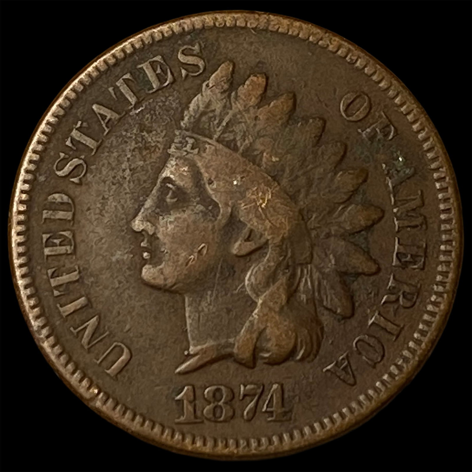 1874 Indian Head Cent NICELY CIRCULATED: 1874 Indian Head Cent NICELY CIRCULATED