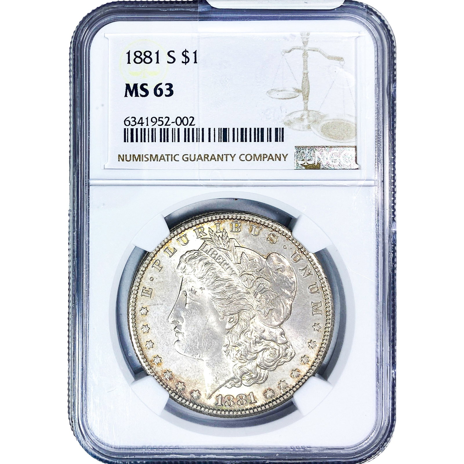1881-S Morgan Silver Dollar NGC MS63: 1881-S Morgan Silver Dollar NGC MS63