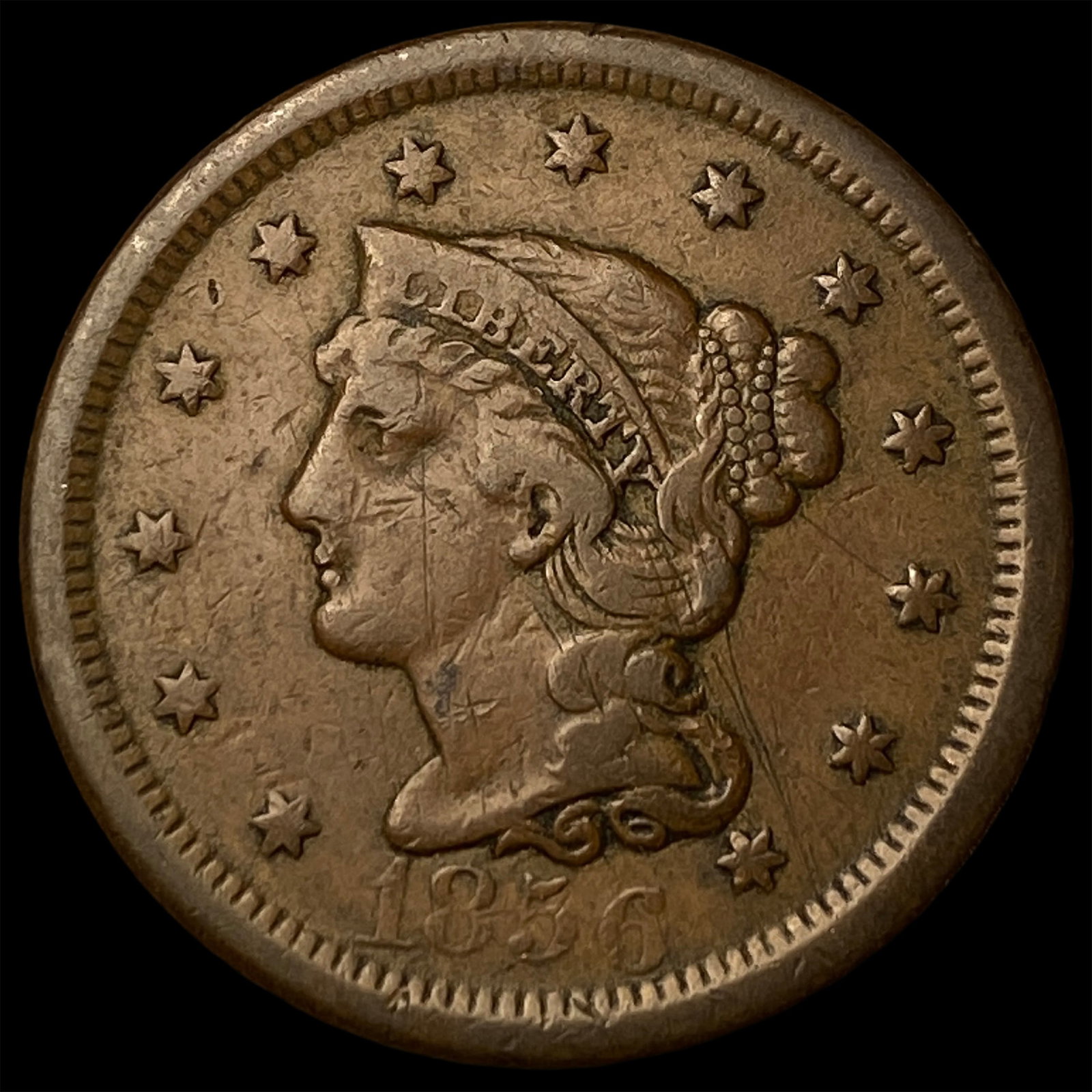1856 Braided Hair Large Cent LIGHTLY CIRCULATED: 1856 Braided Hair Large Cent LIGHTLY CIRCULATED
