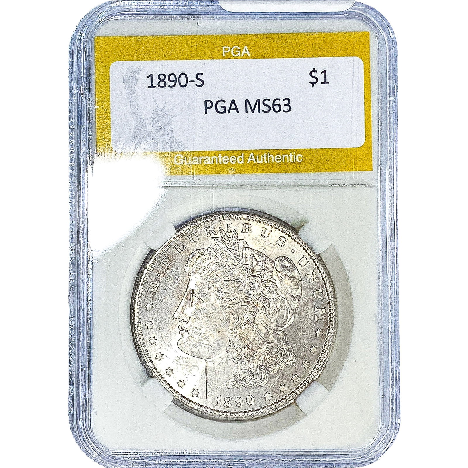 1890-S Morgan Silver Dollar PGA MS63: 1890-S Morgan Silver Dollar PGA MS63