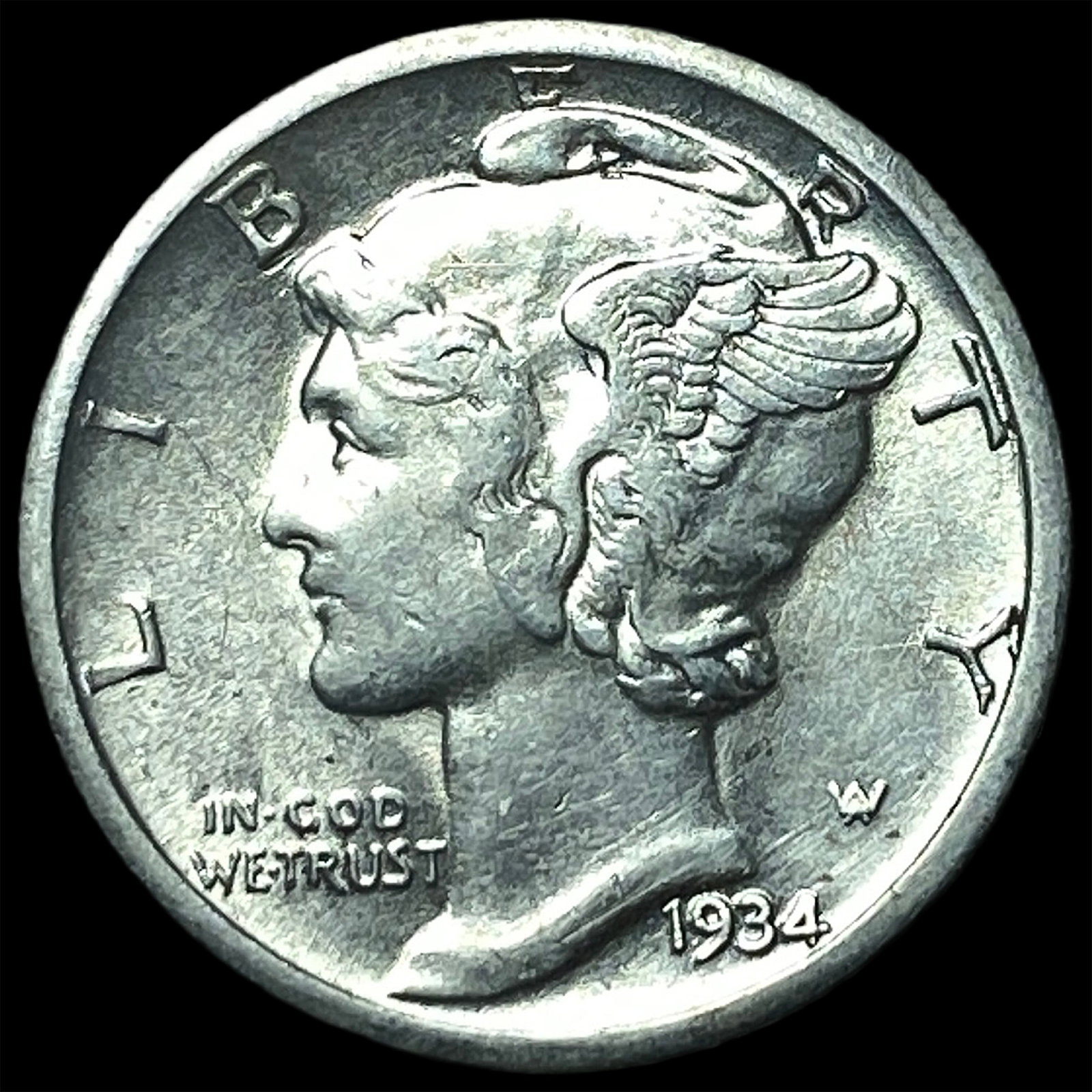 1934 Mercury Dime CLOSELY UNCIRCULATED: 1934 Mercury Dime CLOSELY UNCIRCULATED