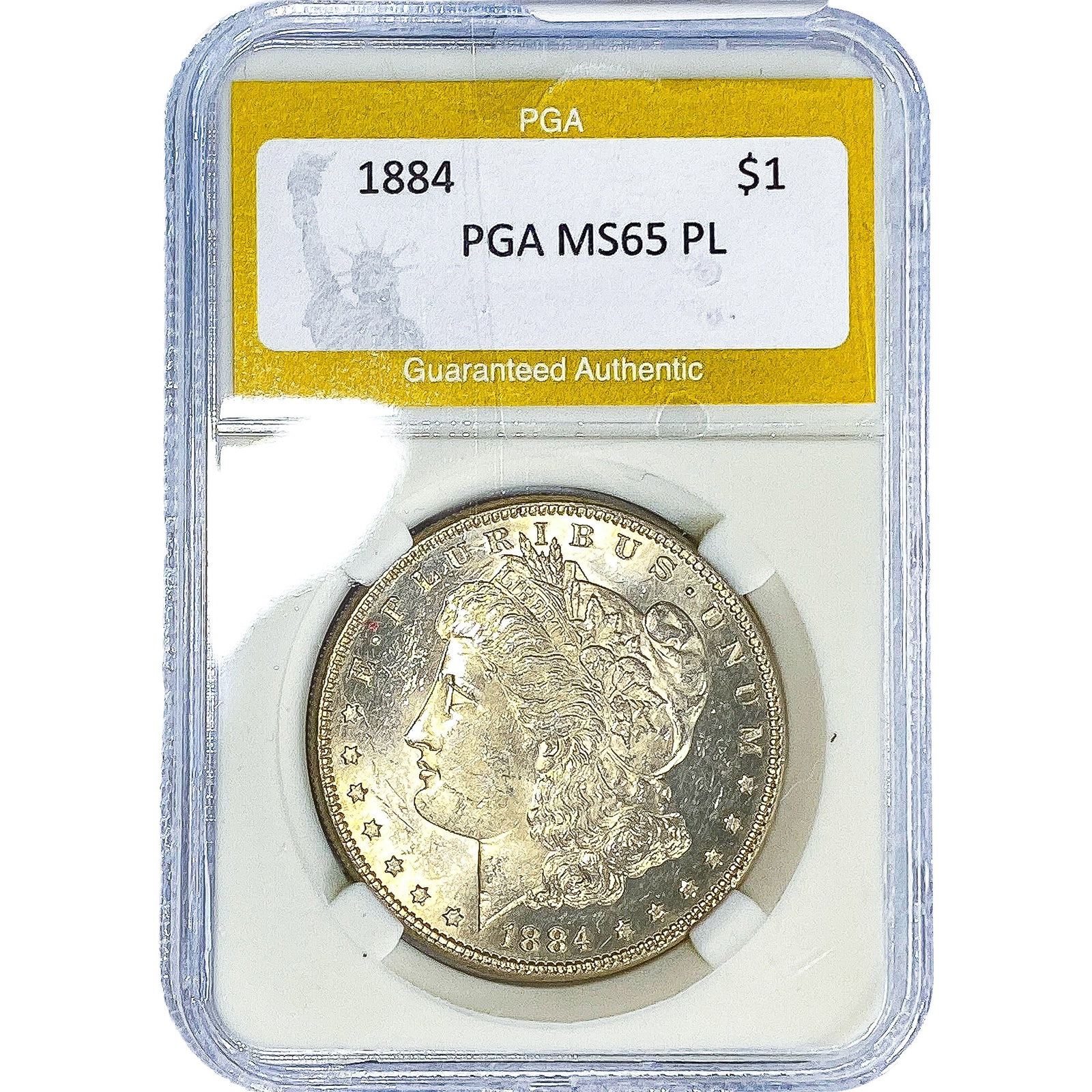 1884 Morgan Silver Dollar PGA MS65 PL: 1884 Morgan Silver Dollar PGA MS65 PL