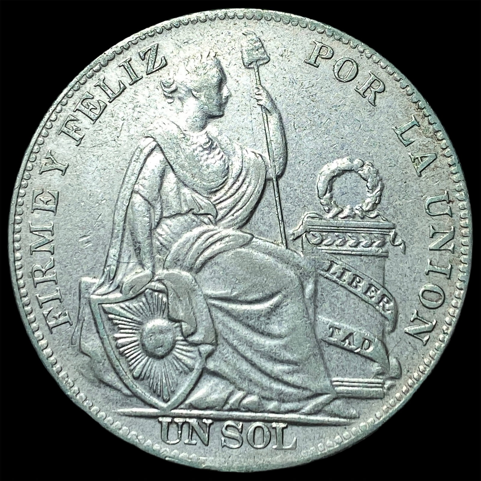 1934 Peru Silver Un Sol NEARLY UNCIRCULATED (1 of 2)