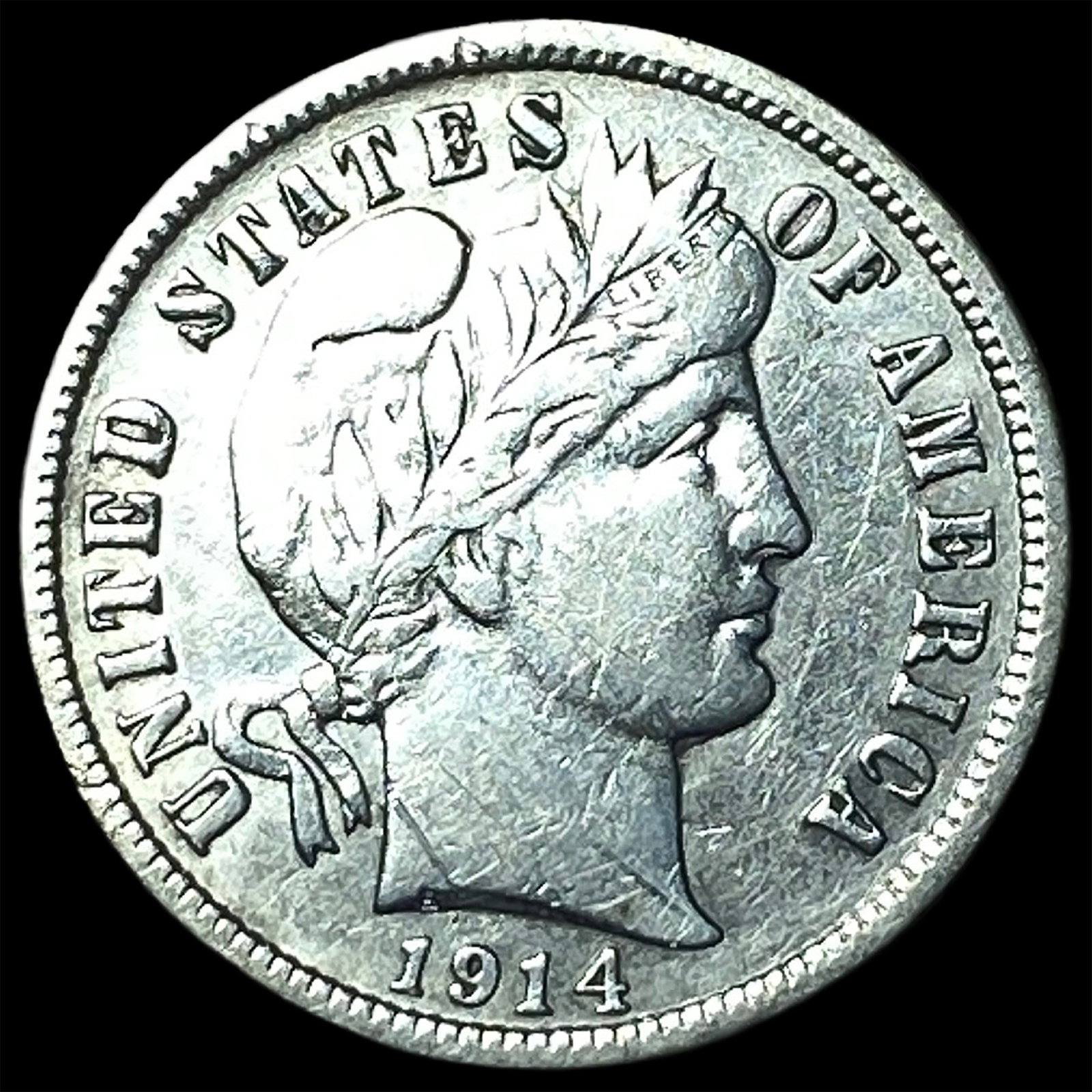 1914-D Silver Barber Dime NEARLY UNCIRCULATED: 1914-D Silver Barber Dime NEARLY UNCIRCULATED