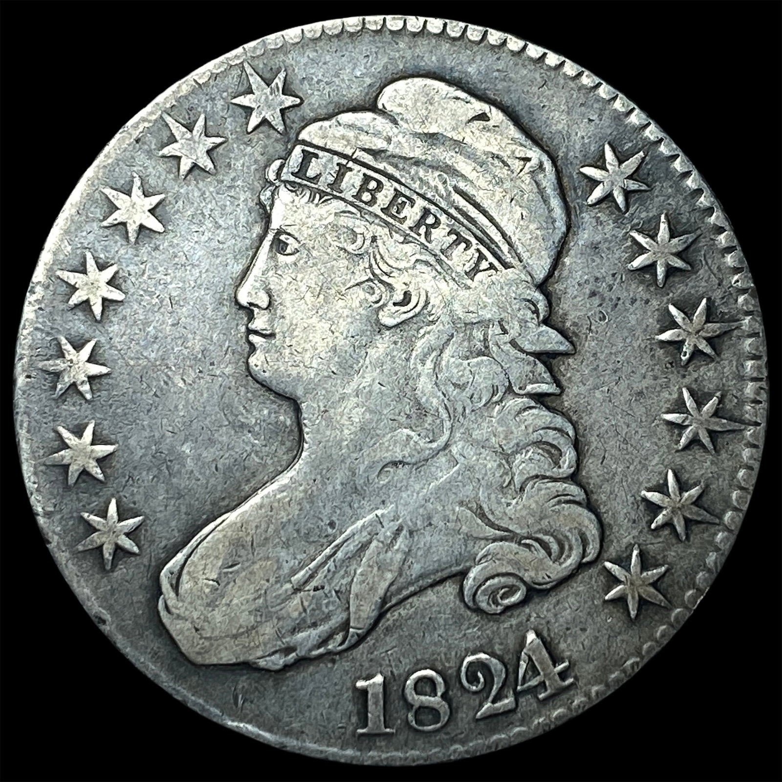 1824 Capped Bust Half Dollar ABOUT UNCIRCULATED (1 of 2)