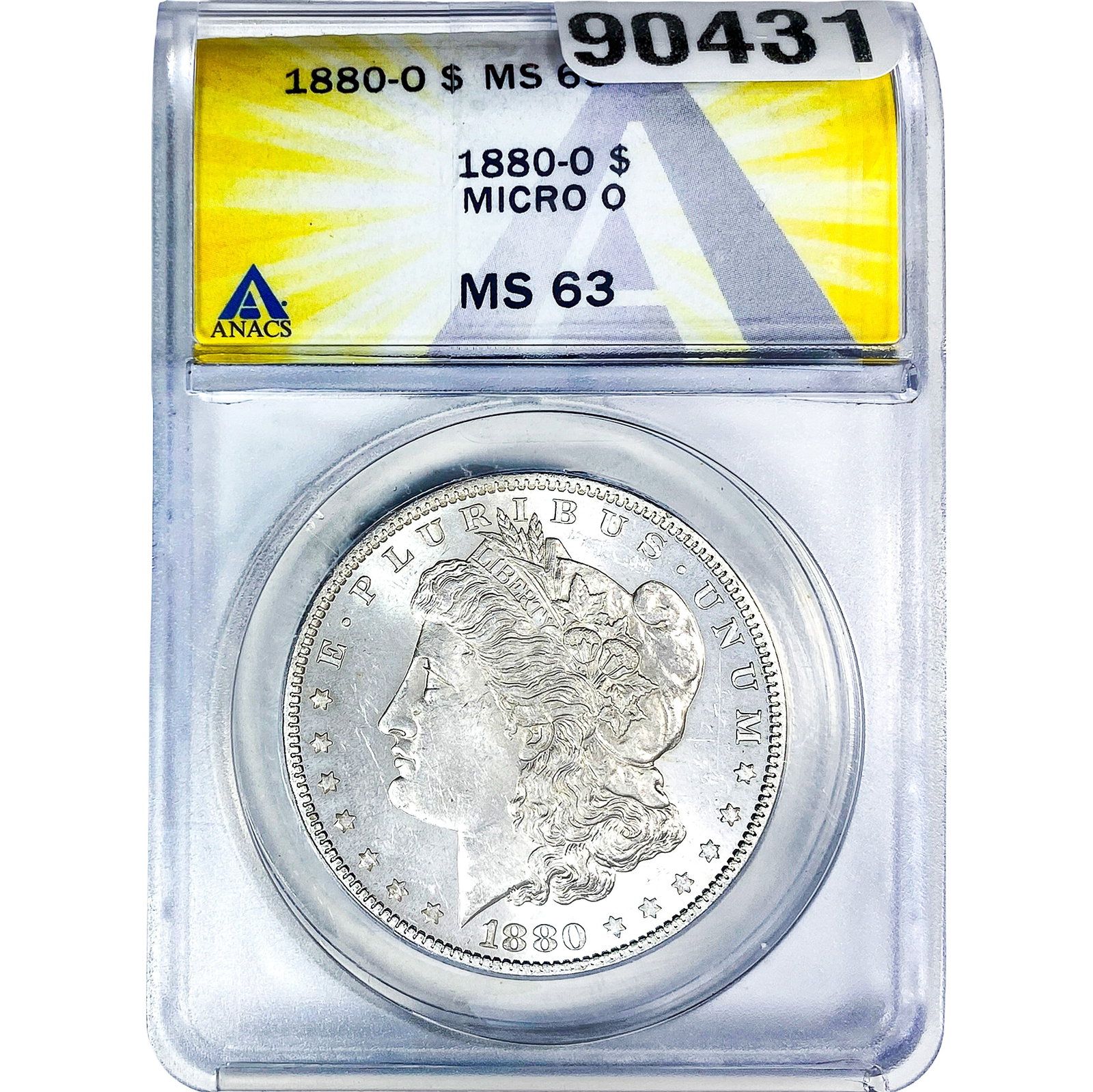 1880-O Mercury Silver Dollar ANACS MS63 Micro O: 1880-O Mercury Silver Dollar ANACS MS63 Micro O