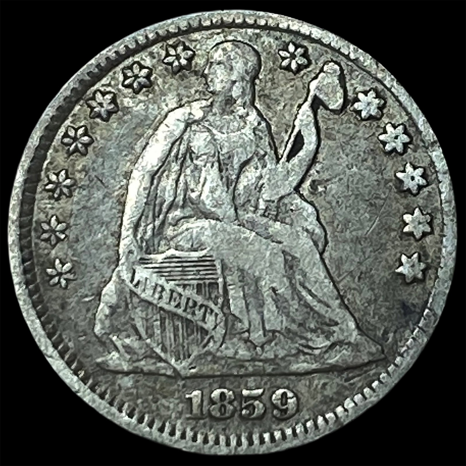 1859 Silver Half Dime NEARLY UNCIRCULATED: 1859 Silver Half Dime NEARLY UNCIRCULATED