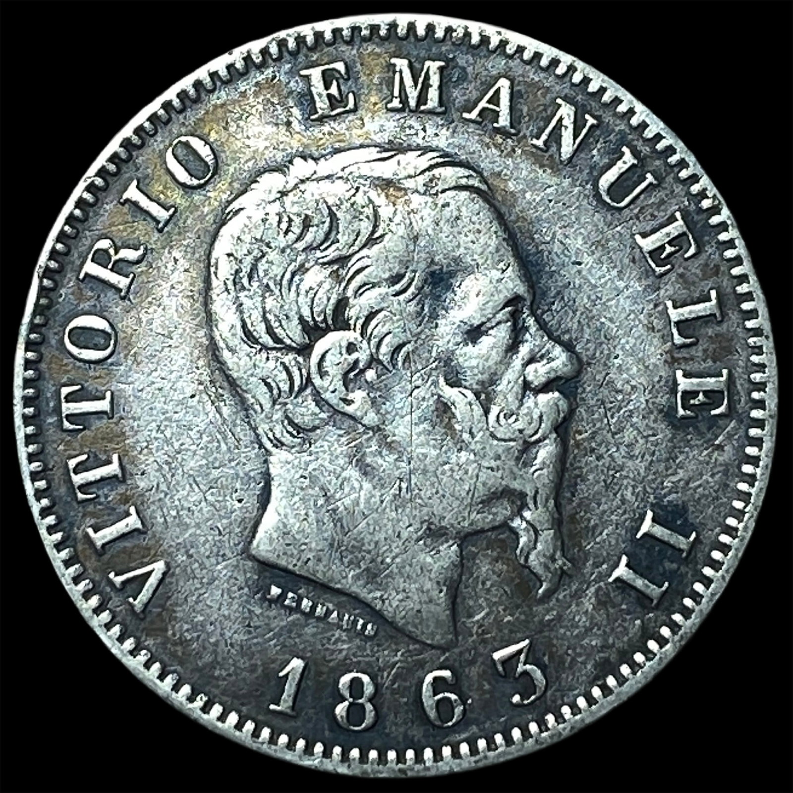 1863M BN Italy Silver 1 Lira NICELY CIRCULATED: 1863M BN Italy Silver 1 Lira NICELY CIRCULATED