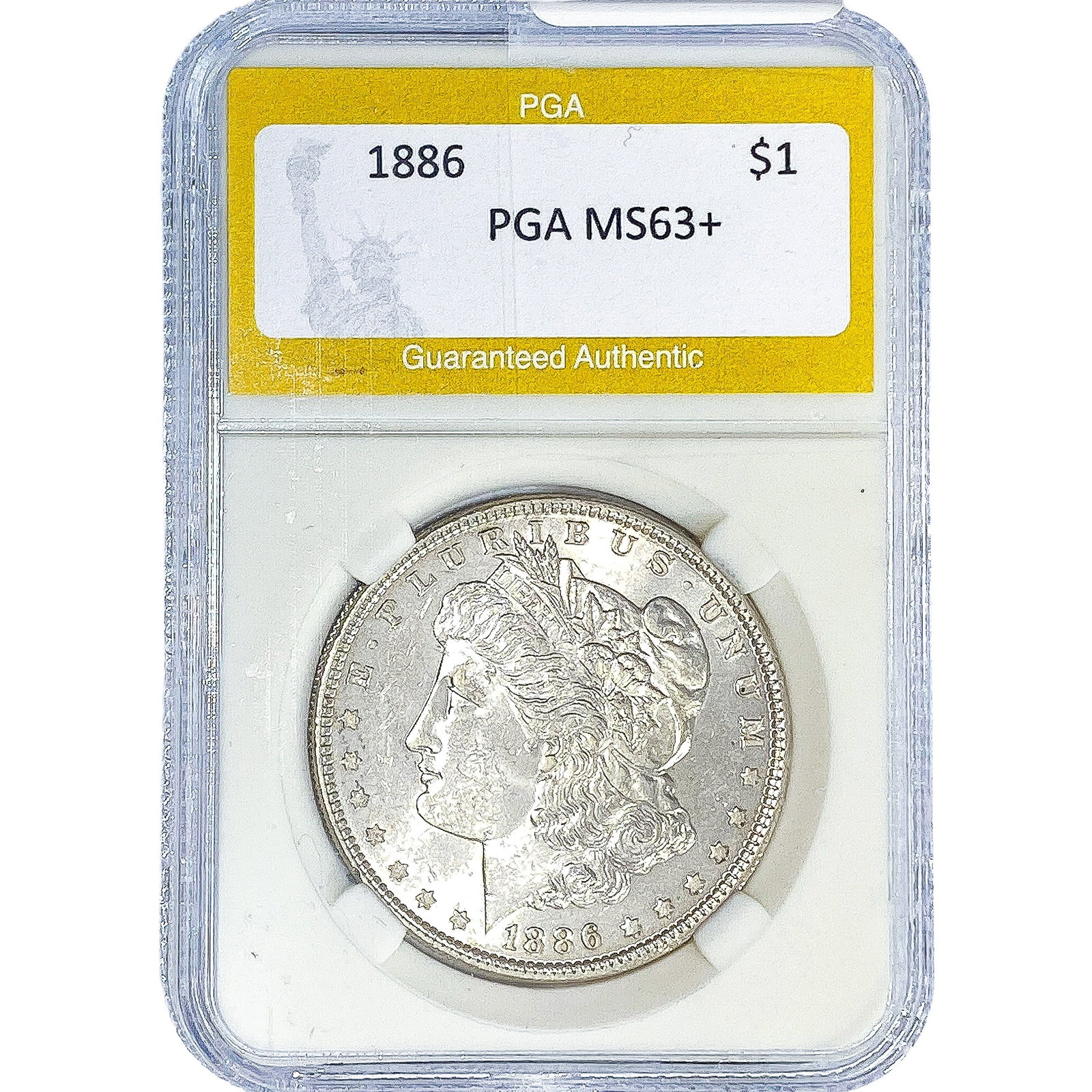 1886 Morgan Silver Dollar PGA MS63+: 1886 Morgan Silver Dollar PGA MS63+