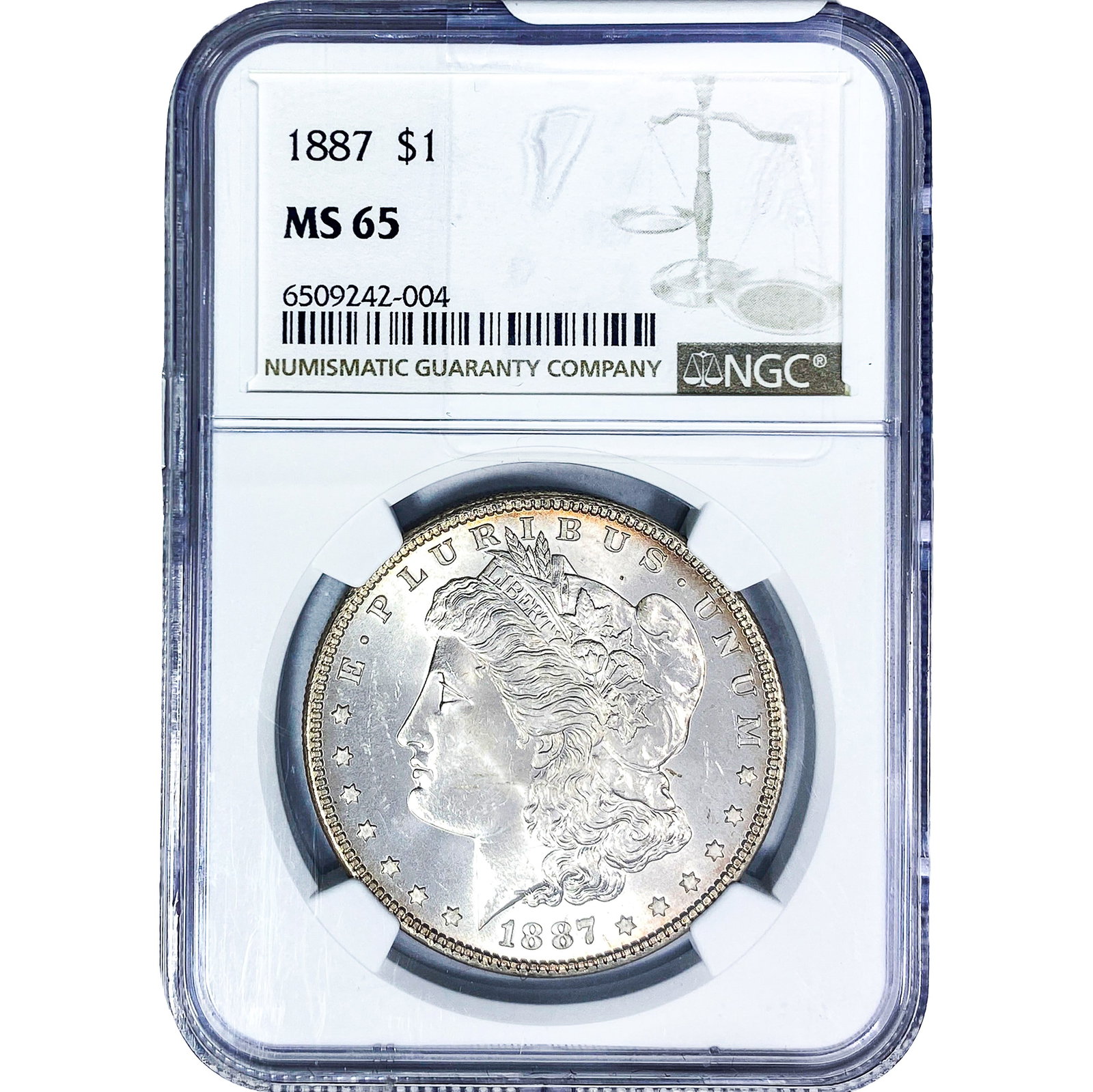 1887 Mercury Silver Dollar NGC MS65: 1887 Mercury Silver Dollar NGC MS65