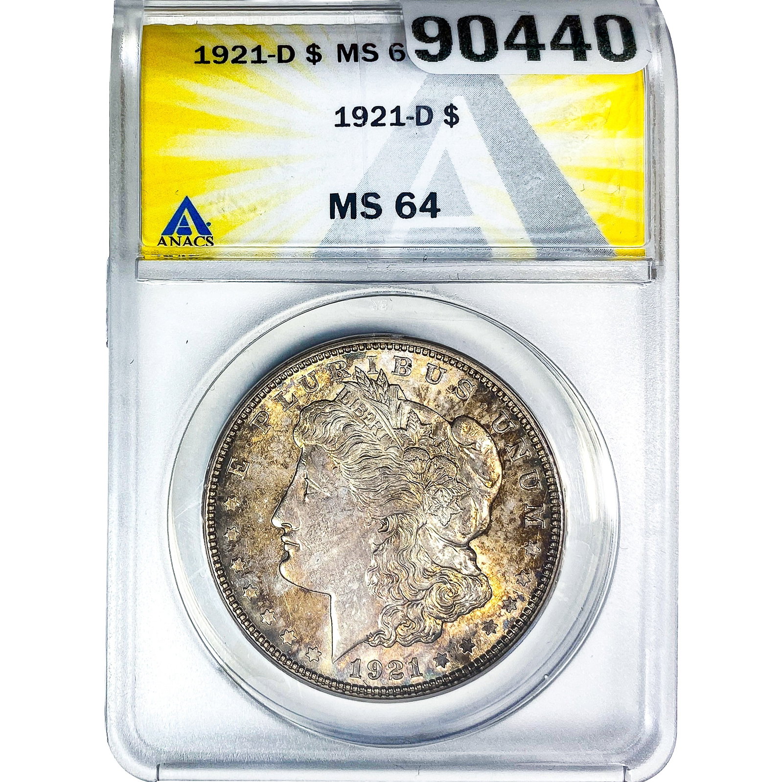 1921-D Morgan Silver Dollar ANACS MS64: 1921-D Morgan Silver Dollar ANACS MS64