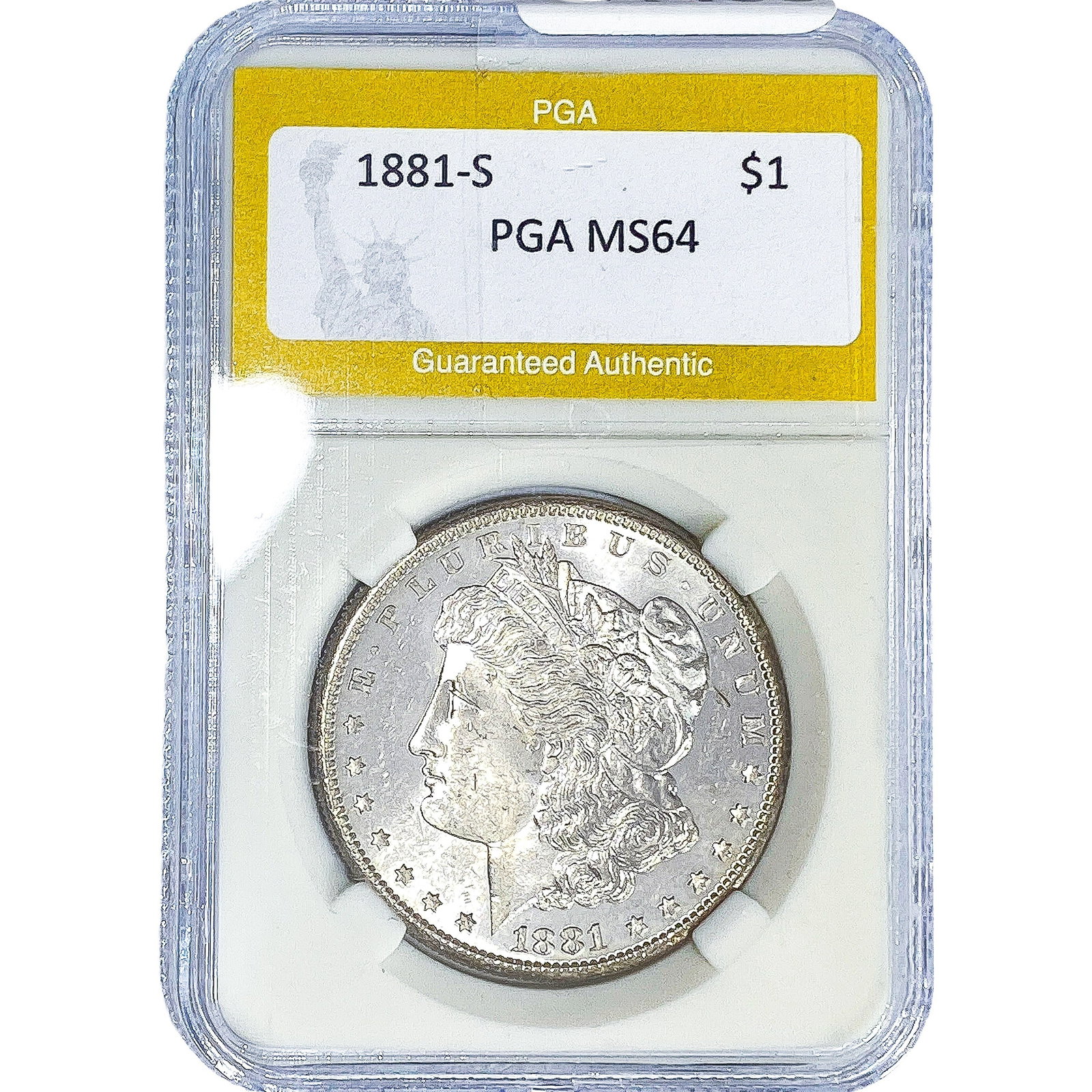 1881-S Morgan Silver Dollar PGA MS64: 1881-S Morgan Silver Dollar PGA MS64