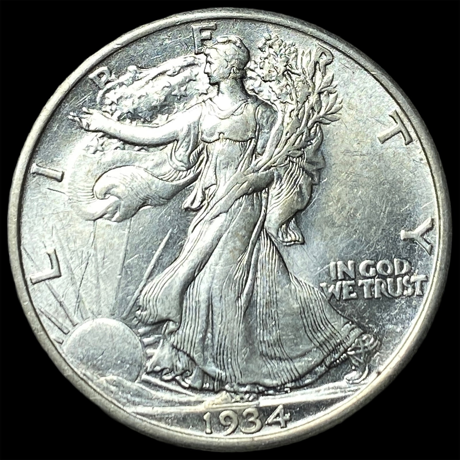 1934-S Silver Walking Liberty Half Dollar CHOICE AU: 1934-S Silver Walking Liberty Half Dollar CHOICE AU