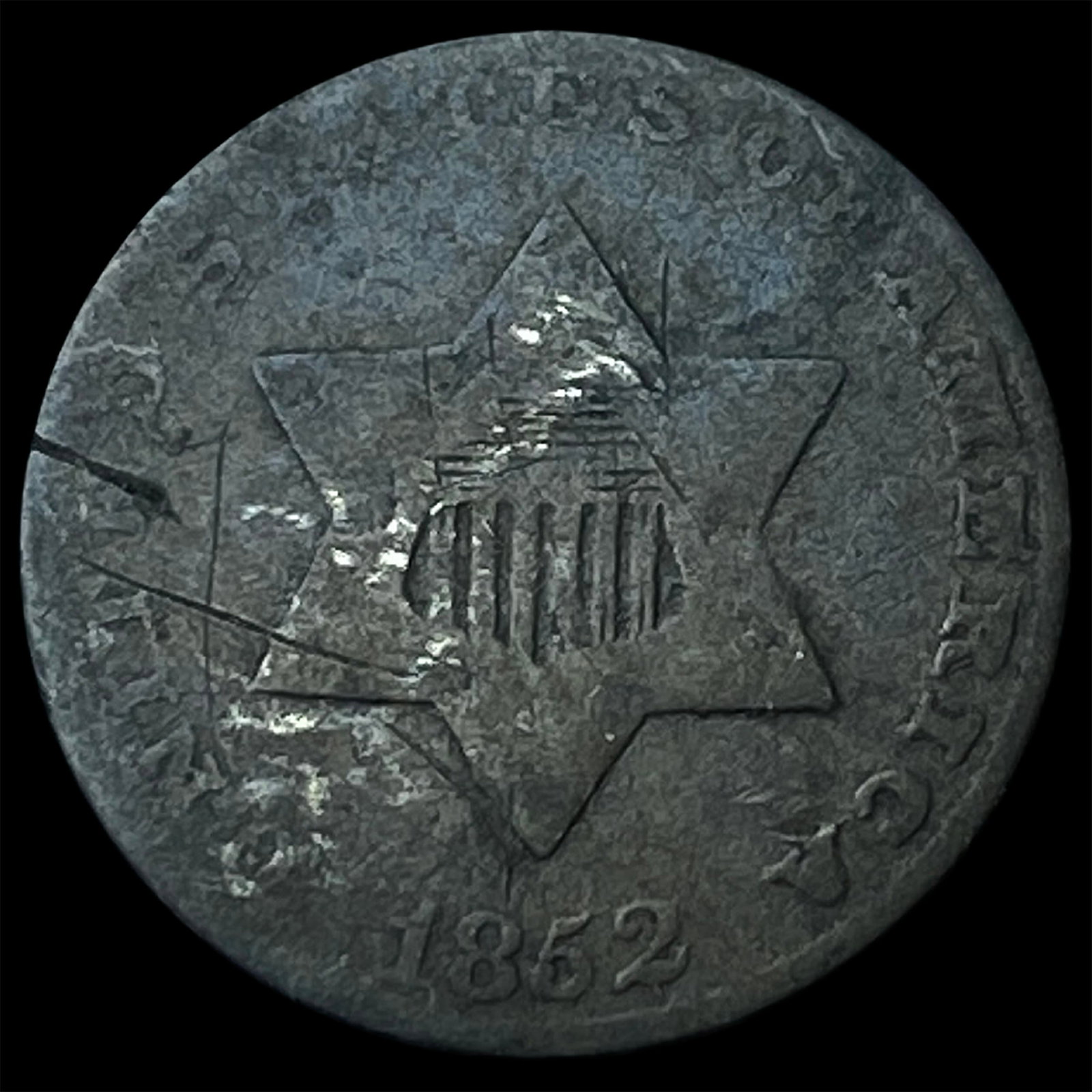 1852 Silver Three-Cent Piece NICELY CIRCULATED: 1852 Silver Three-Cent Piece NICELY CIRCULATED