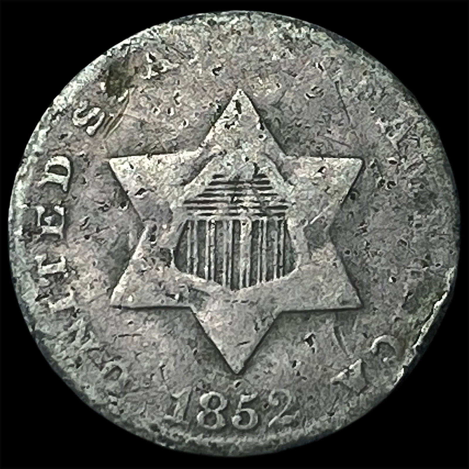 1852 Silver Three-Cent Piece NICELY CIRCULATED: 1852 Silver Three-Cent Piece NICELY CIRCULATED