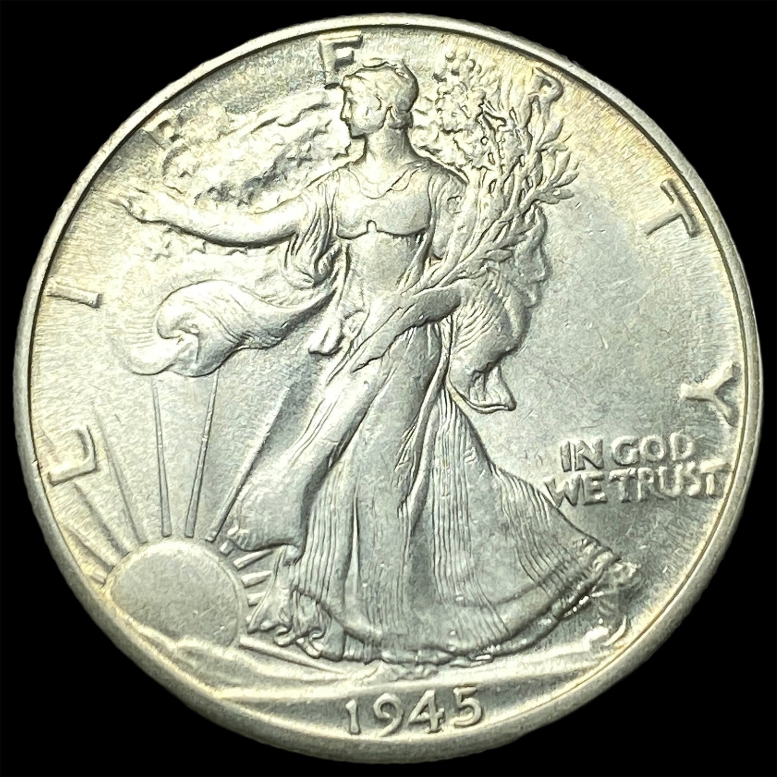 1945-D Silver Half Dollar Walking Liberty CLOSELY UNCIRCULATED: 1945-D Silver Half Dollar Walking Liberty CLOSELY UNCIRCULATED