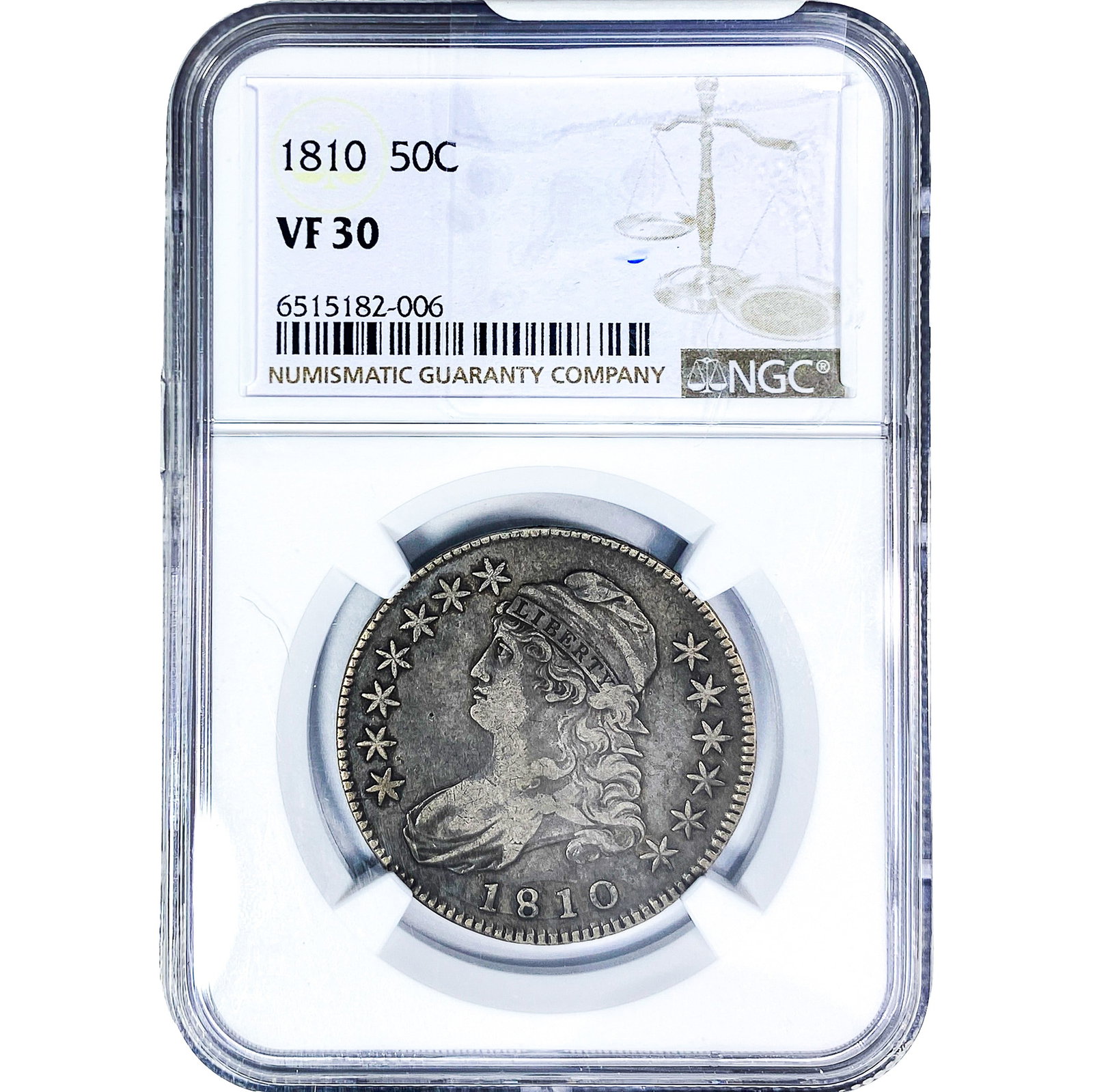 1810 Capped Bust Half Dollar NGC VF30: 1810 Capped Bust Half Dollar NGC VF30