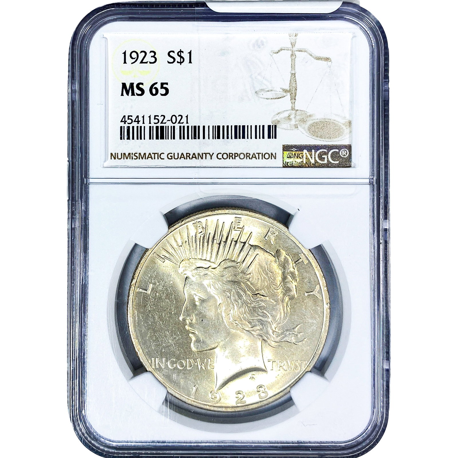 1923 Silver Peace Dollar NGC MS65: 1923 Silver Peace Dollar NGC MS65