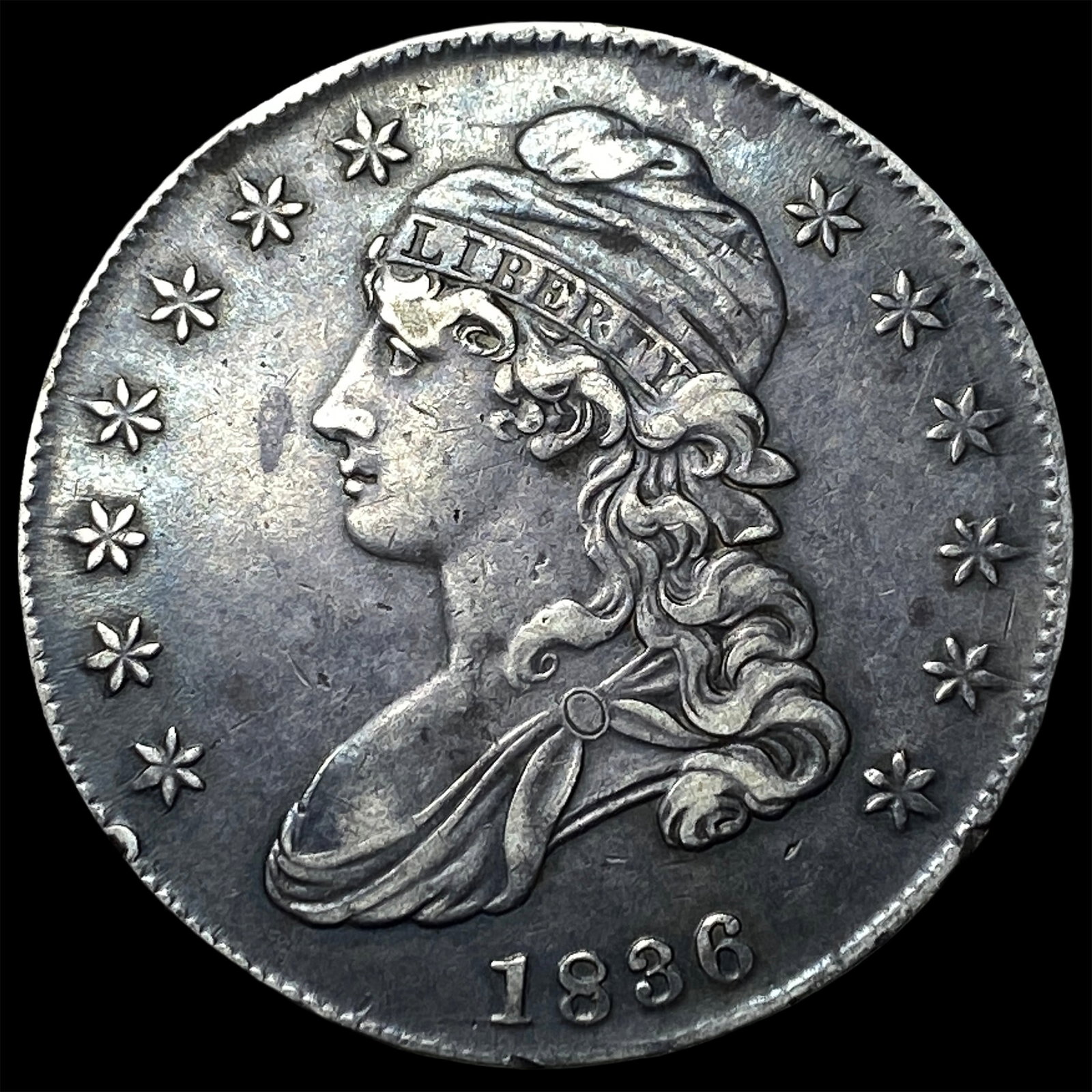 1836 Capped Bust Silver Half Dollar NEARLY UNCIRCULATED: 1836 Capped Bust Silver Half Dollar NEARLY UNCIRCULATED