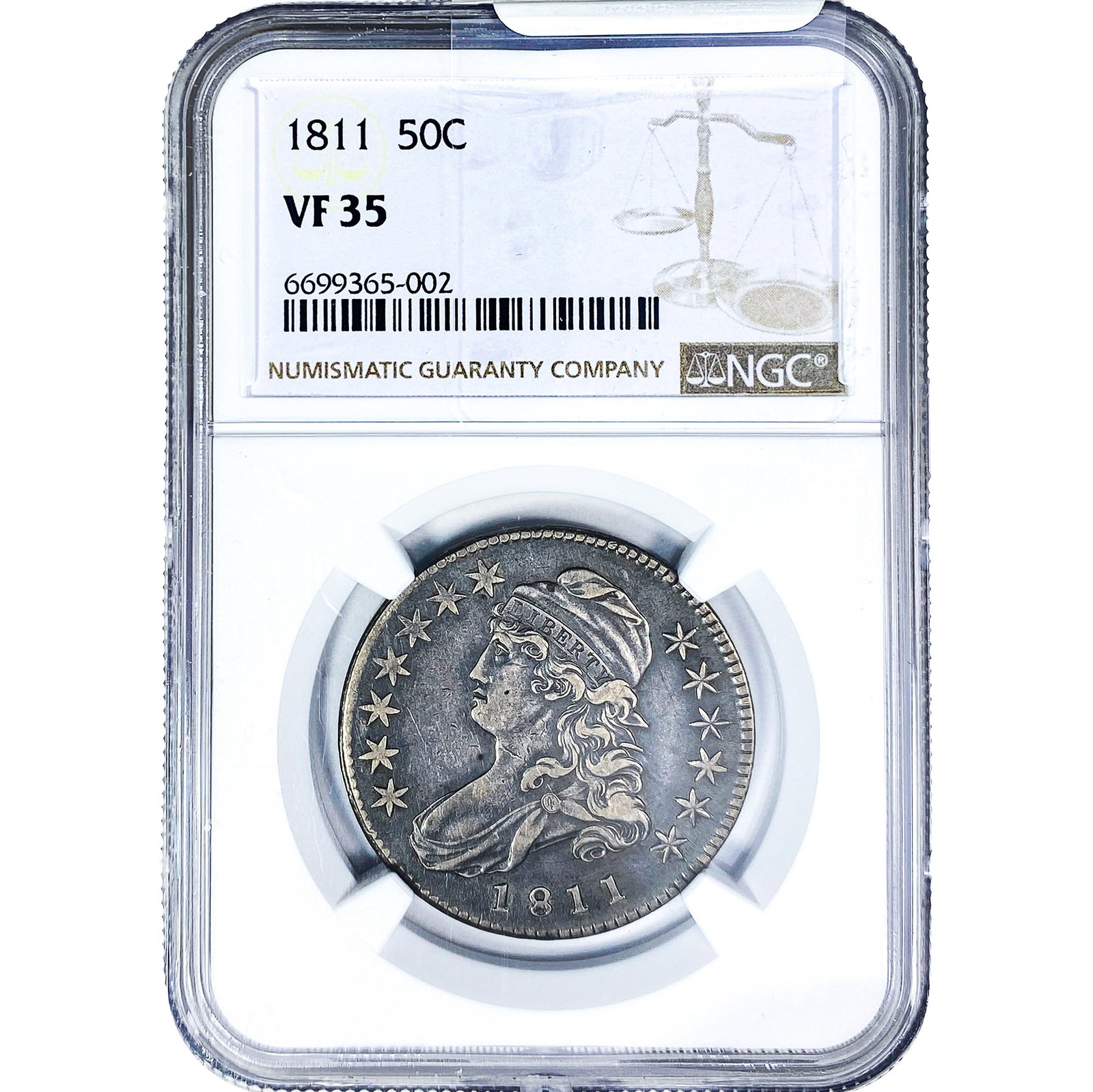 1811 Capped Bust Half Dollar NGC VF35: 1811 Capped Bust Half Dollar NGC VF35