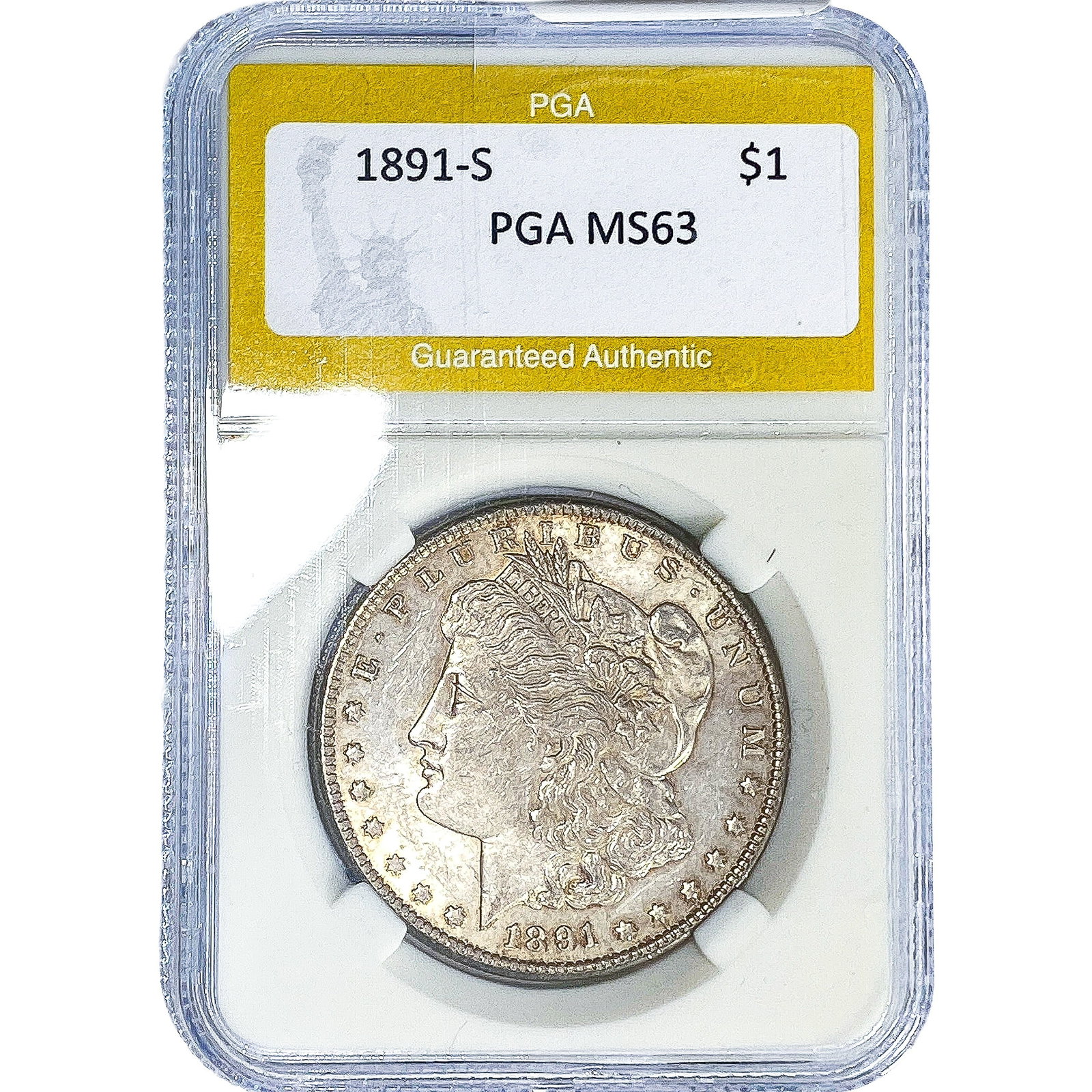 1891-S Morgan Silver Dollar PGA MS63: 1891-S Morgan Silver Dollar PGA MS63
