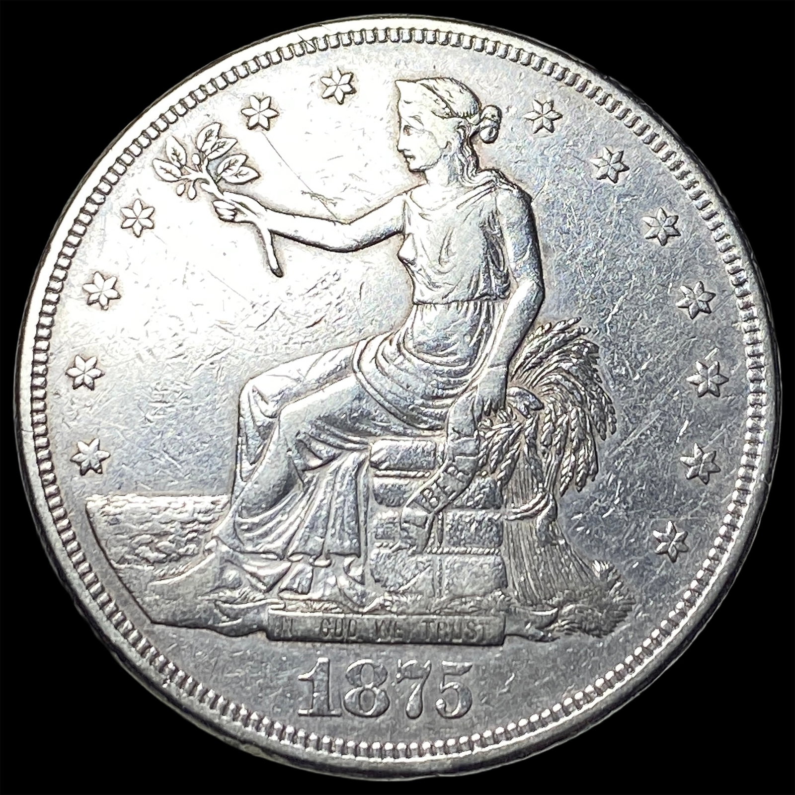 1875-CC Silver Trade Dollar NEARLY UNCIRCULATED (1 of 2)