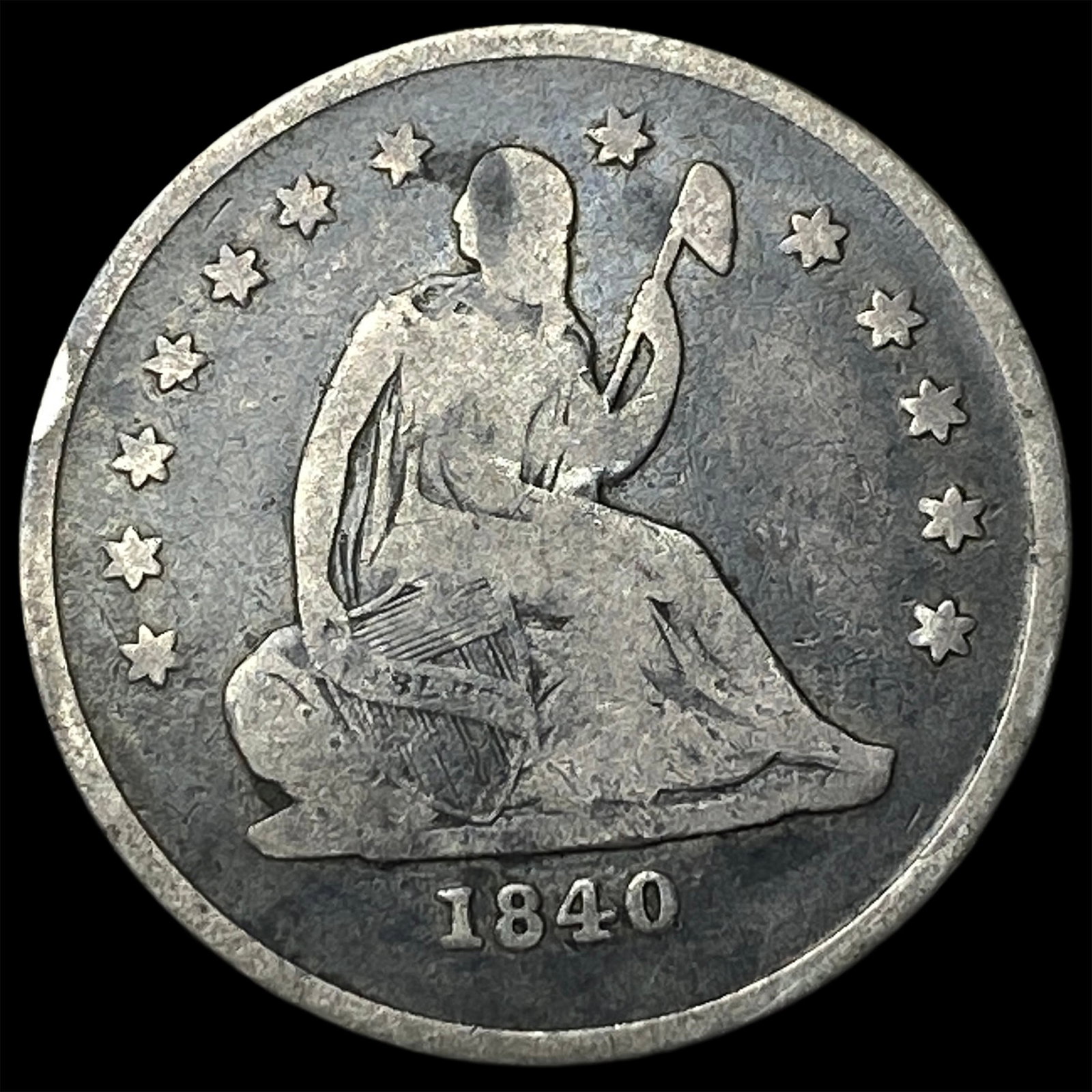 1840-O Silver Seated Liberty Quarter LIGHTLY CIRCULATED: 1840-O Silver Seated Liberty Quarter LIGHTLY CIRCULATED