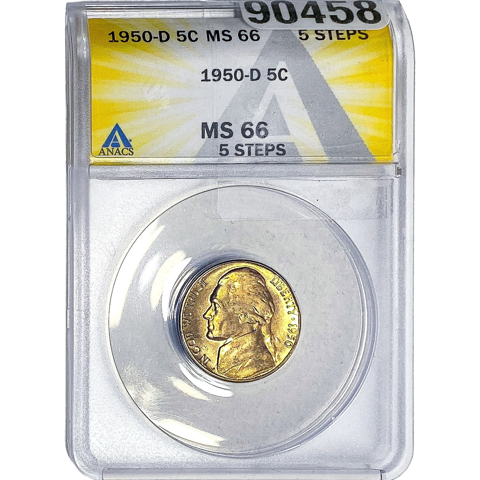 1950-D Jefferson Nickel ANACS MS66 5 Steps (1 of 2)
