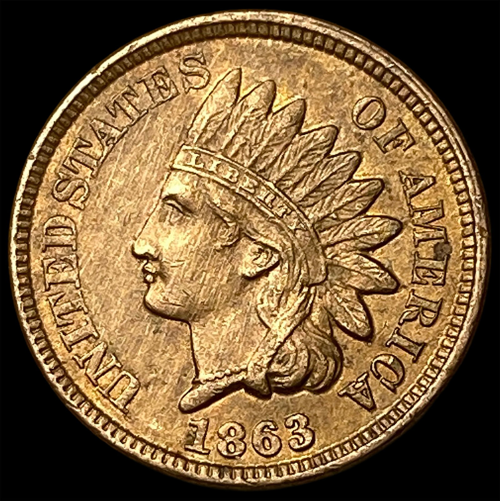 1863 Bronze Indian Head Cent CLOSELY UNCIRCULATED: 1863 Bronze Indian Head Cent CLOSELY UNCIRCULATED