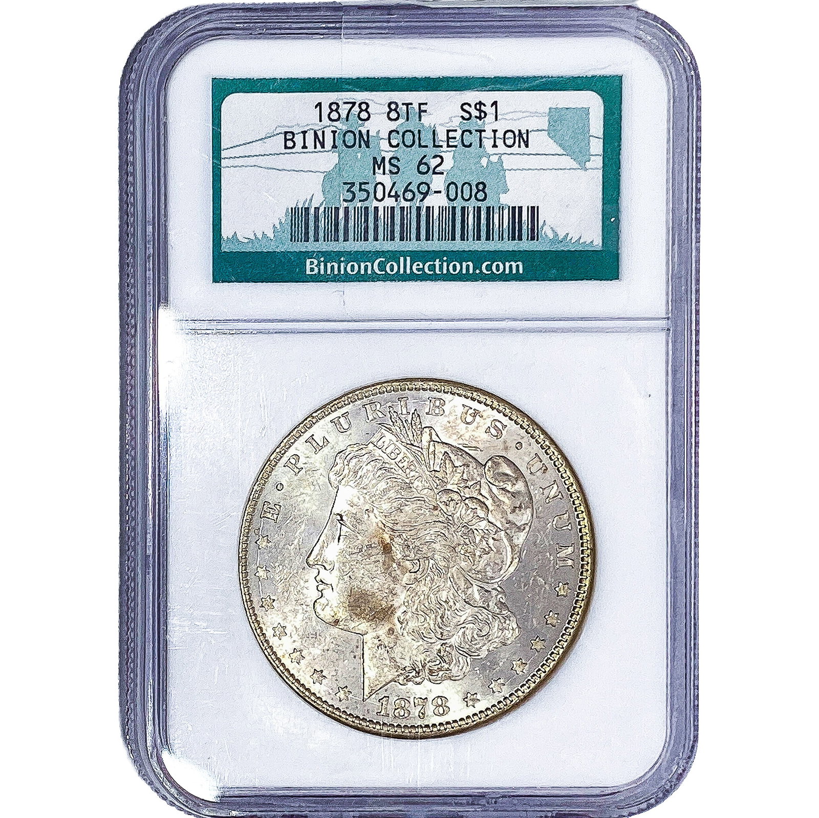 1878 8TF Morgan Silver Dollar NGC MS62: 1878 8TF Morgan Silver Dollar NGC MS62
