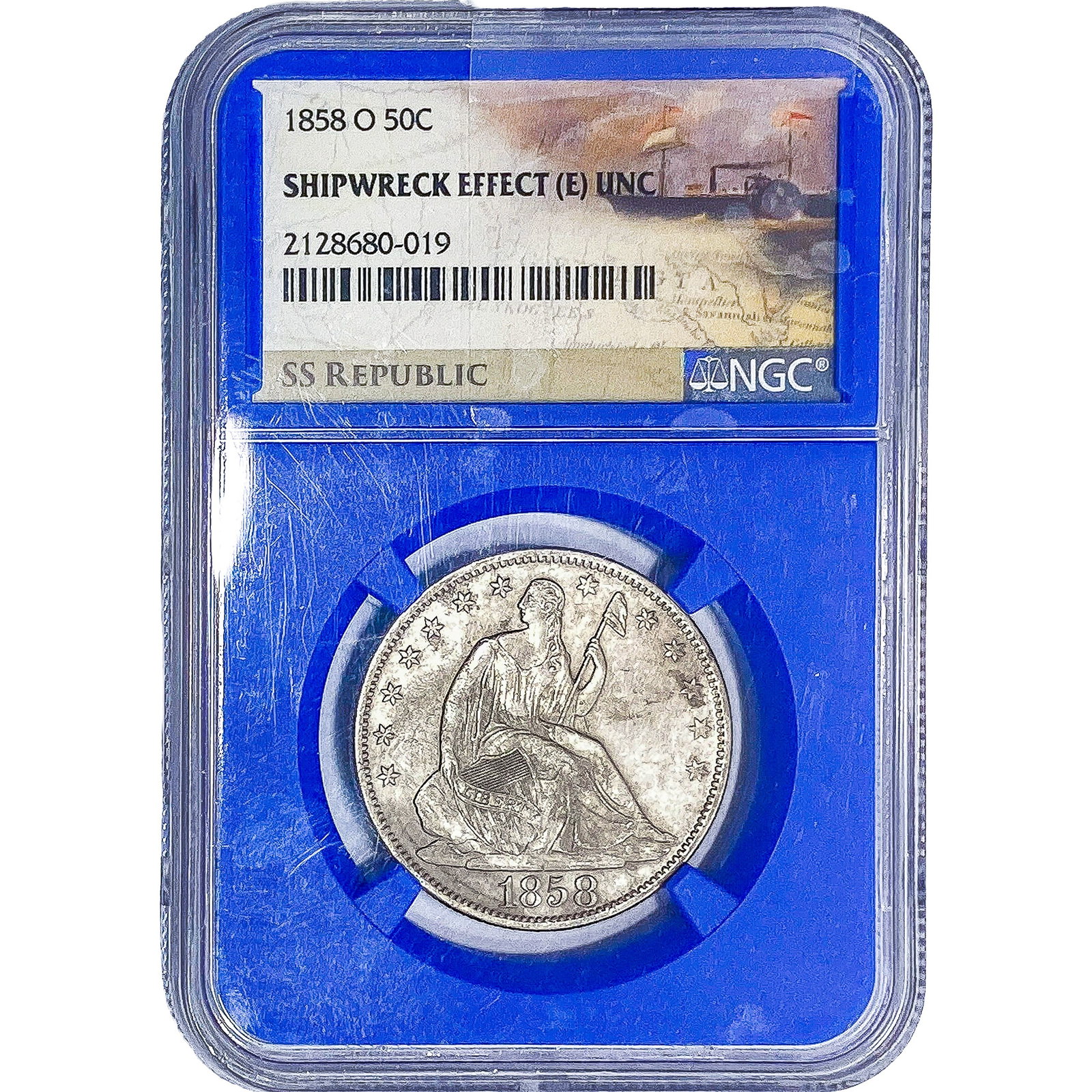 1858-O Seated Liberty Half Dollar NGC UNC: 1858-O Seated Liberty Half Dollar NGC UNC